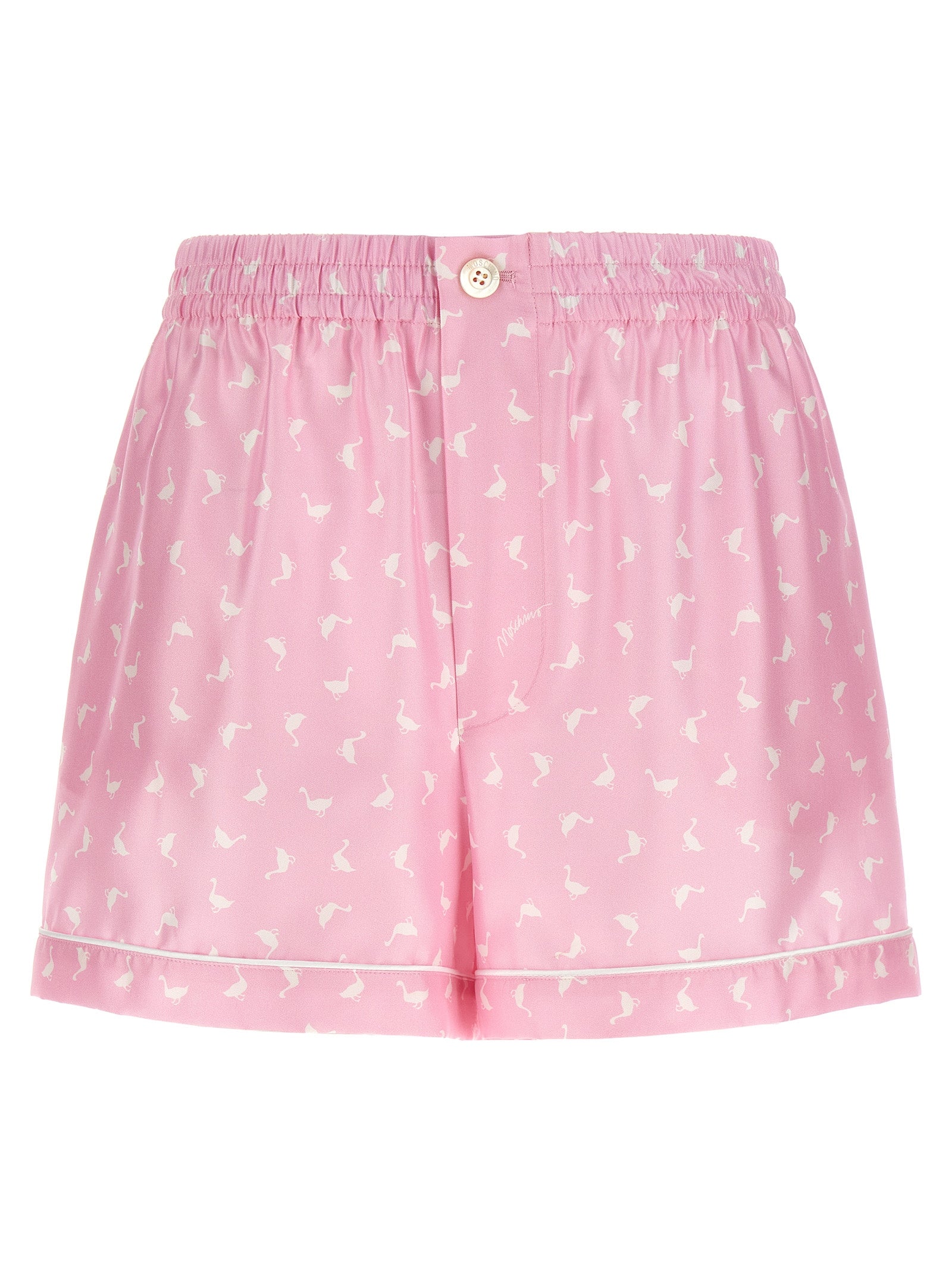 Elevate your style with Moschino Multicolor Silk Bermuda Shorts, crafted from luxurious silk twill. Embrace Italian craftsmanship and bold elegance for any occasion.