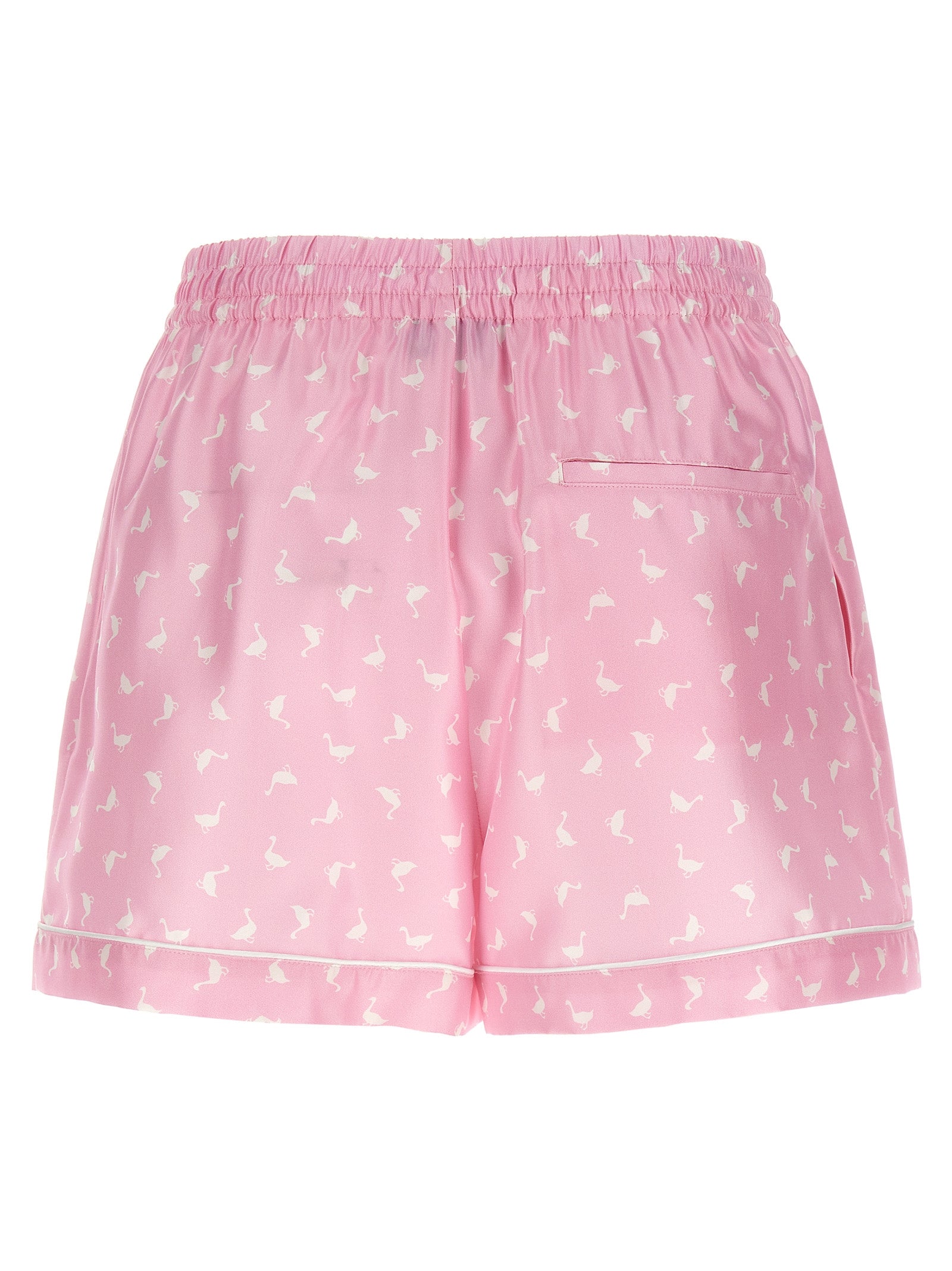Elevate your style with Moschino Multicolor Silk Bermuda Shorts, crafted from luxurious silk and adorned with a captivating print, perfect for the discerning fashion connoisseur.