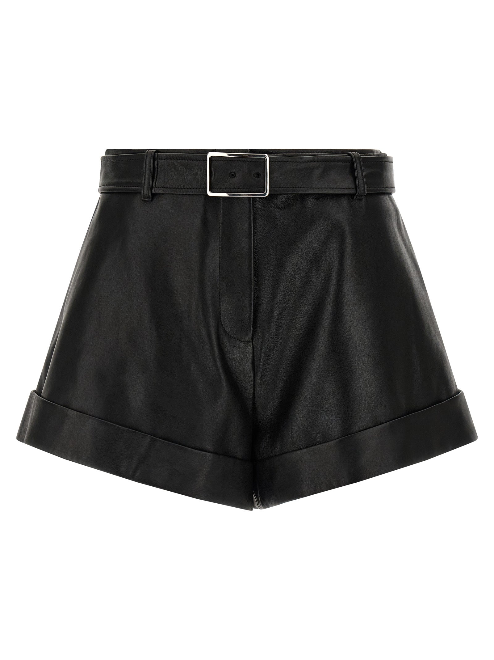 Sportmax Black Lamb Leather Bermuda Shorts - Timeless Luxury Fashion