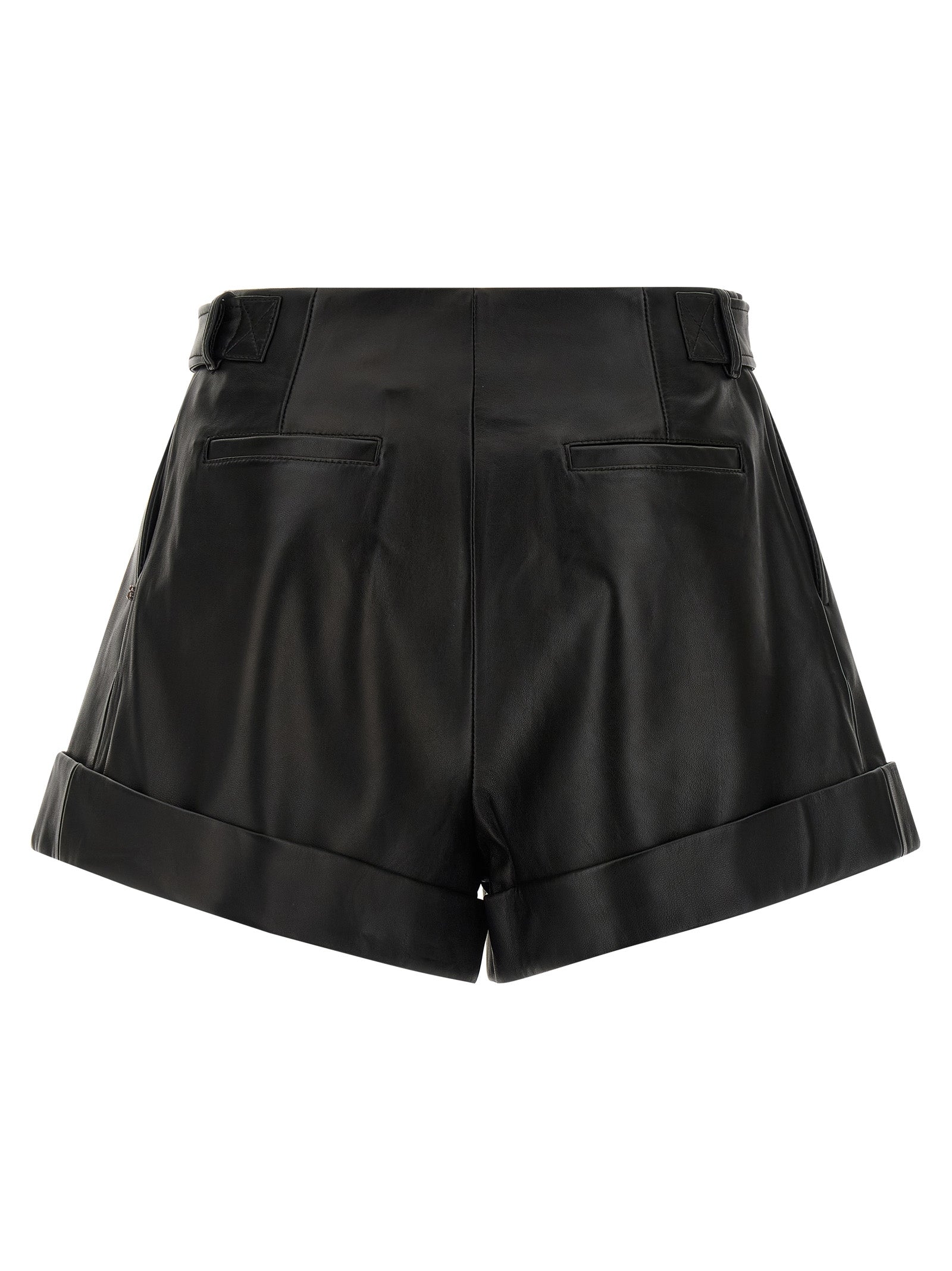 Sportmax Black Lamb Leather Bermuda Shorts - Luxury Fashion Statement
