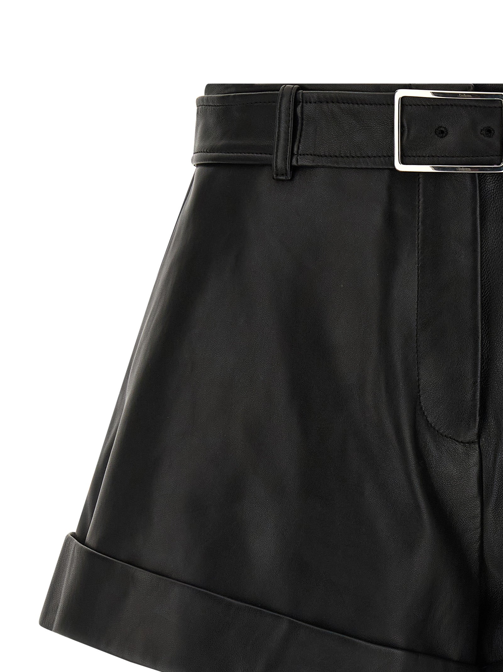 Sportmax Black Lamb Leather Bermuda Shorts - Timeless Luxury