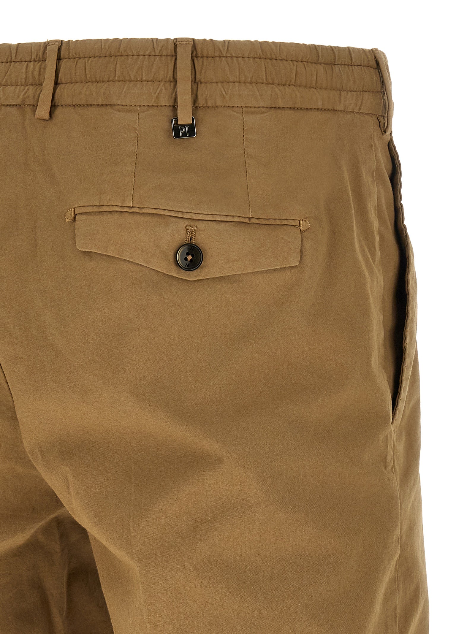 Elevate your summer wardrobe with PT Torino Beige Cotton Bermuda Shorts, crafted from luxurious stretch cotton for unparalleled comfort and timeless sophistication.