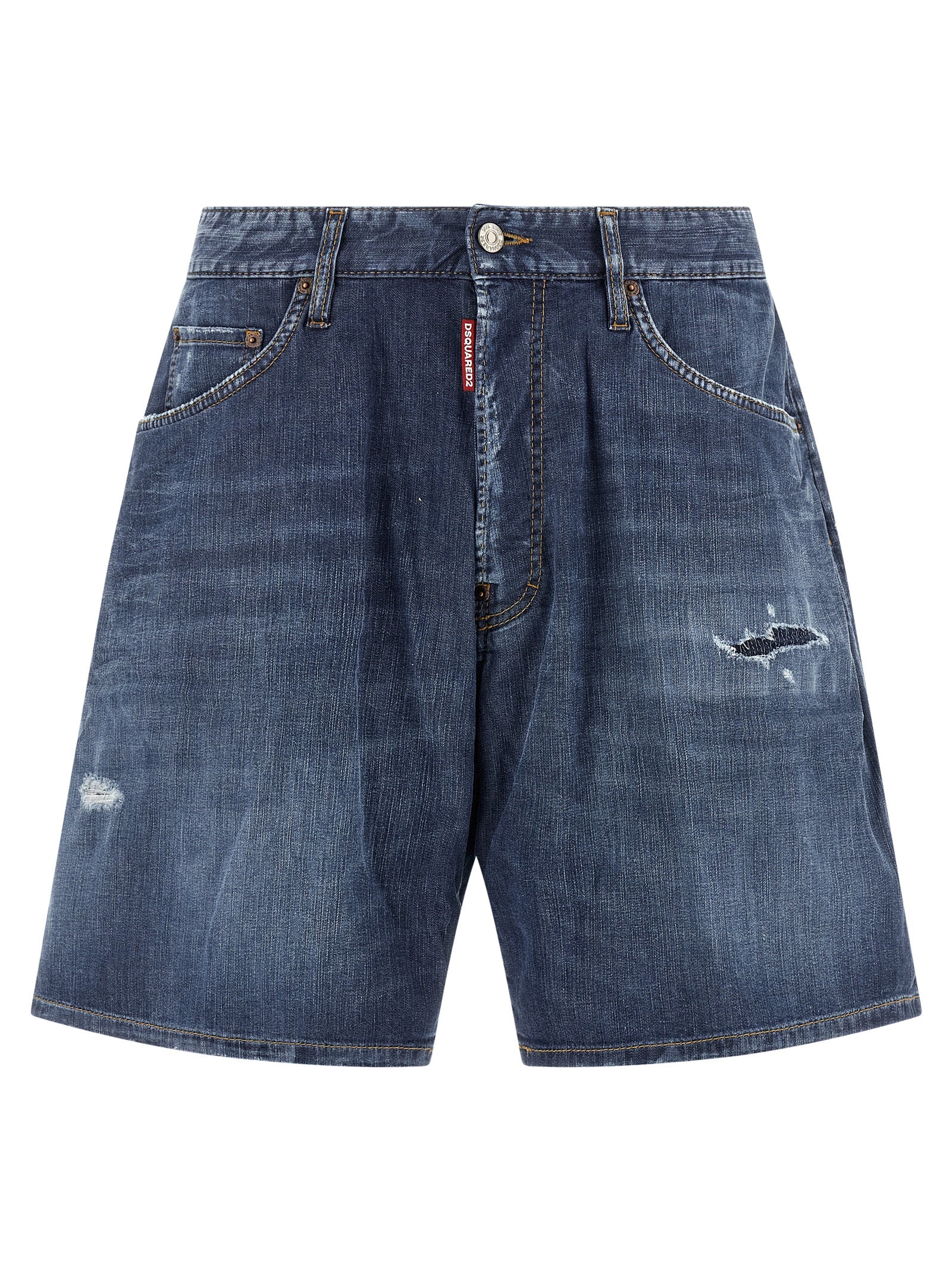 Discover the Dsquared² Blue Cotton Bermuda Shorts, a blend of edgy luxury and sophisticated comfort, crafted from premium stone-washed denim for an unparalleled style statement.