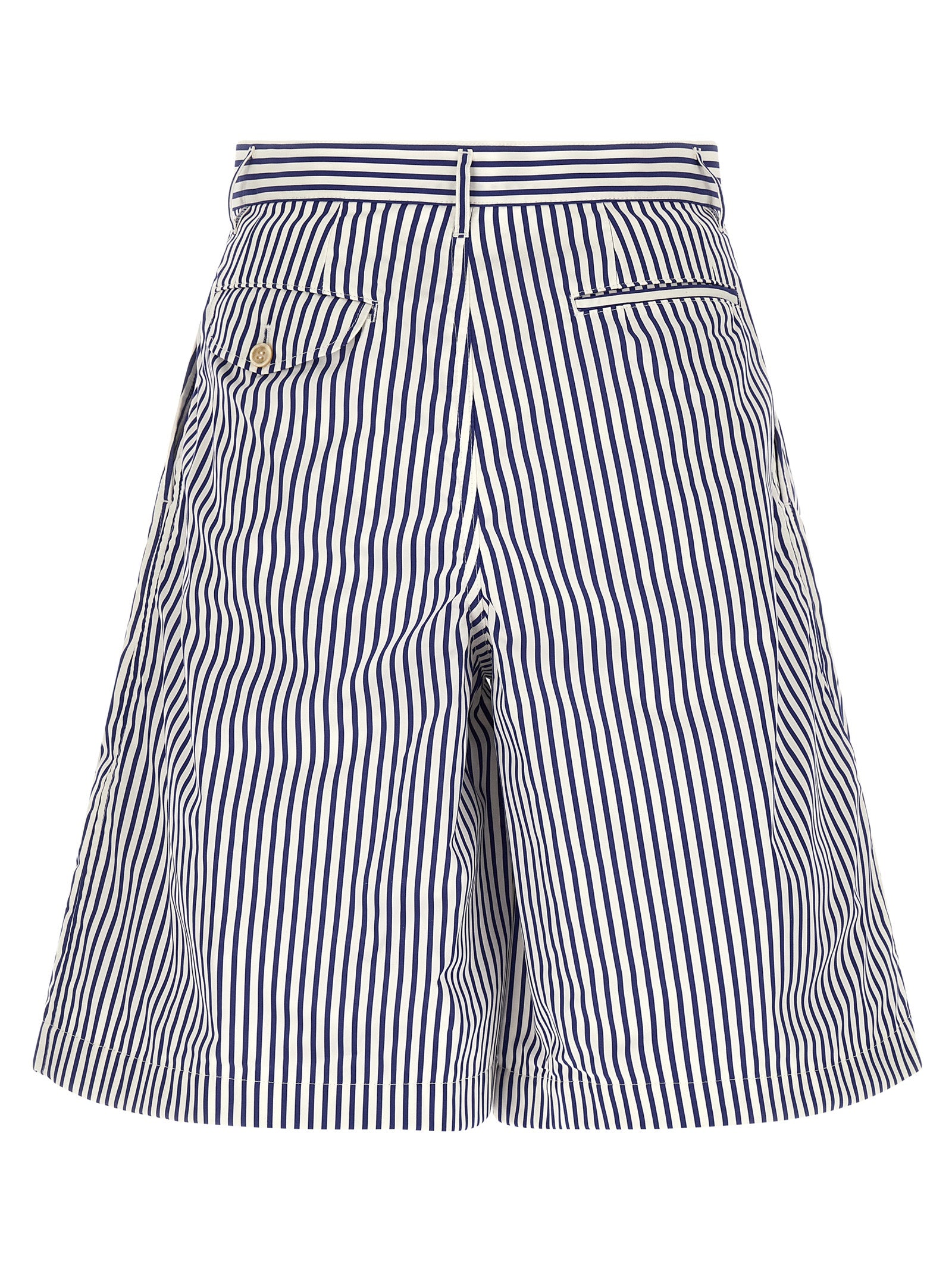 Comme Des Garçons Blue Cotton Bermuda Shorts - Luxury Fashion