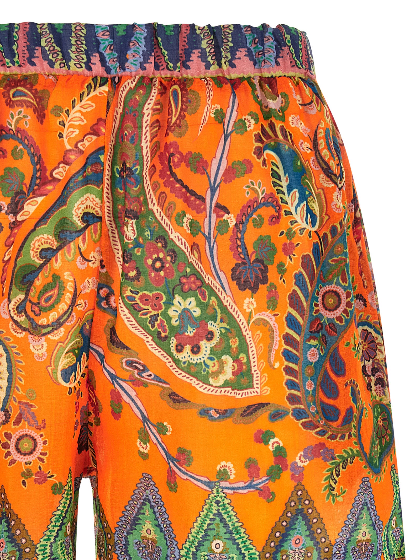 Discover the Etro Orange Ramie Bermuda Shorts, a luxurious blend of vibrant floral elegance and effortless comfort, perfect for the discerning individual.