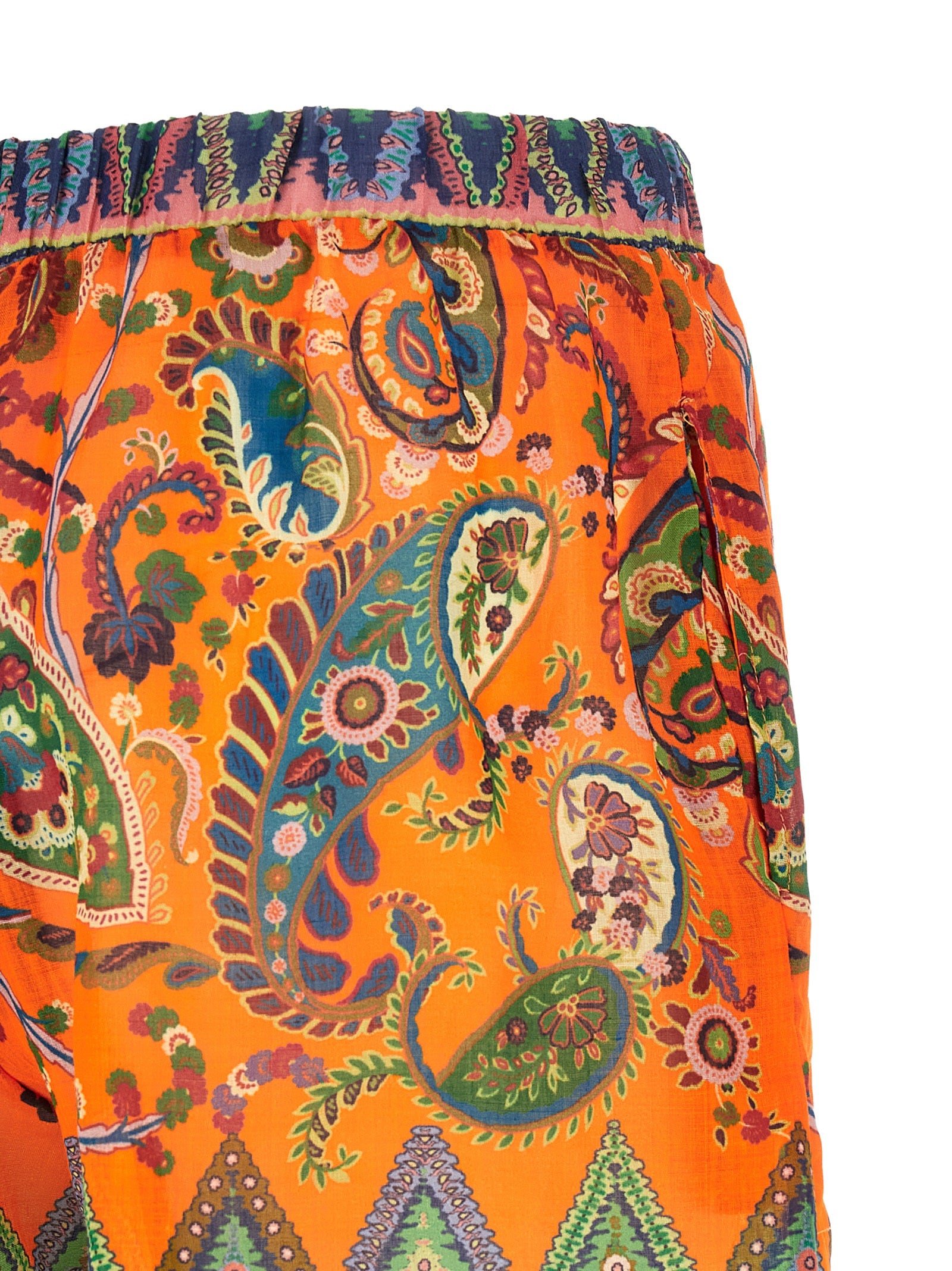 Discover the Etro Orange Ramie Bermuda Shorts, a luxurious blend of vibrant floral elegance and effortless comfort, perfect for the discerning individual seeking sophistication.