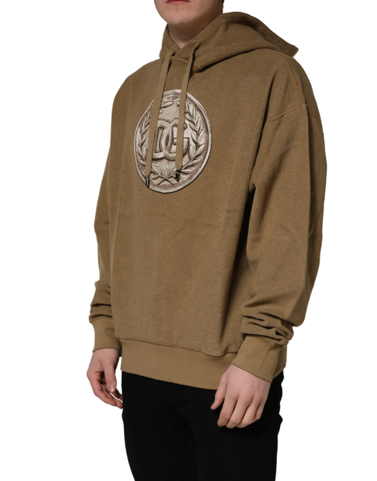 Elevate your wardrobe with the Dolce & Gabbana Brown Cotton Logo Coin Hooded Pullover, a masterpiece of Italian craftsmanship that embodies luxury and refined elegance.