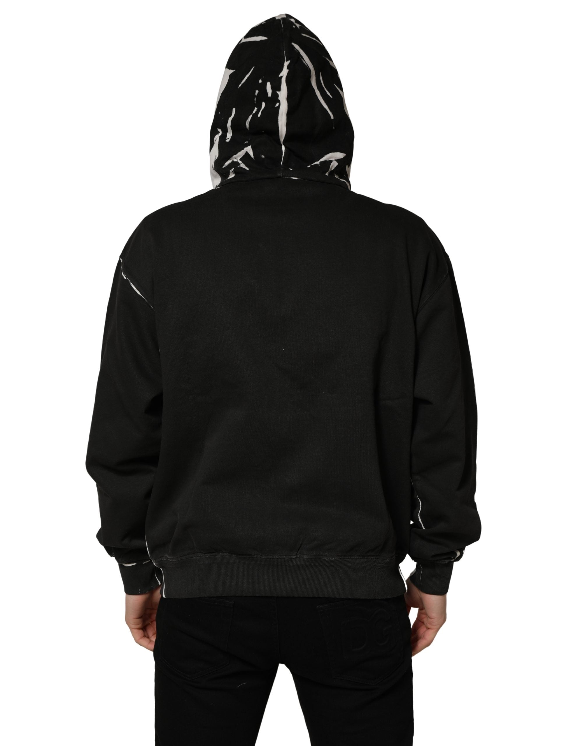 Elevate your style with the Dolce & Gabbana Black Cotton Logo Hooded Full Zip Sweater, a masterpiece of Italian craftsmanship that embodies luxury and sophistication.