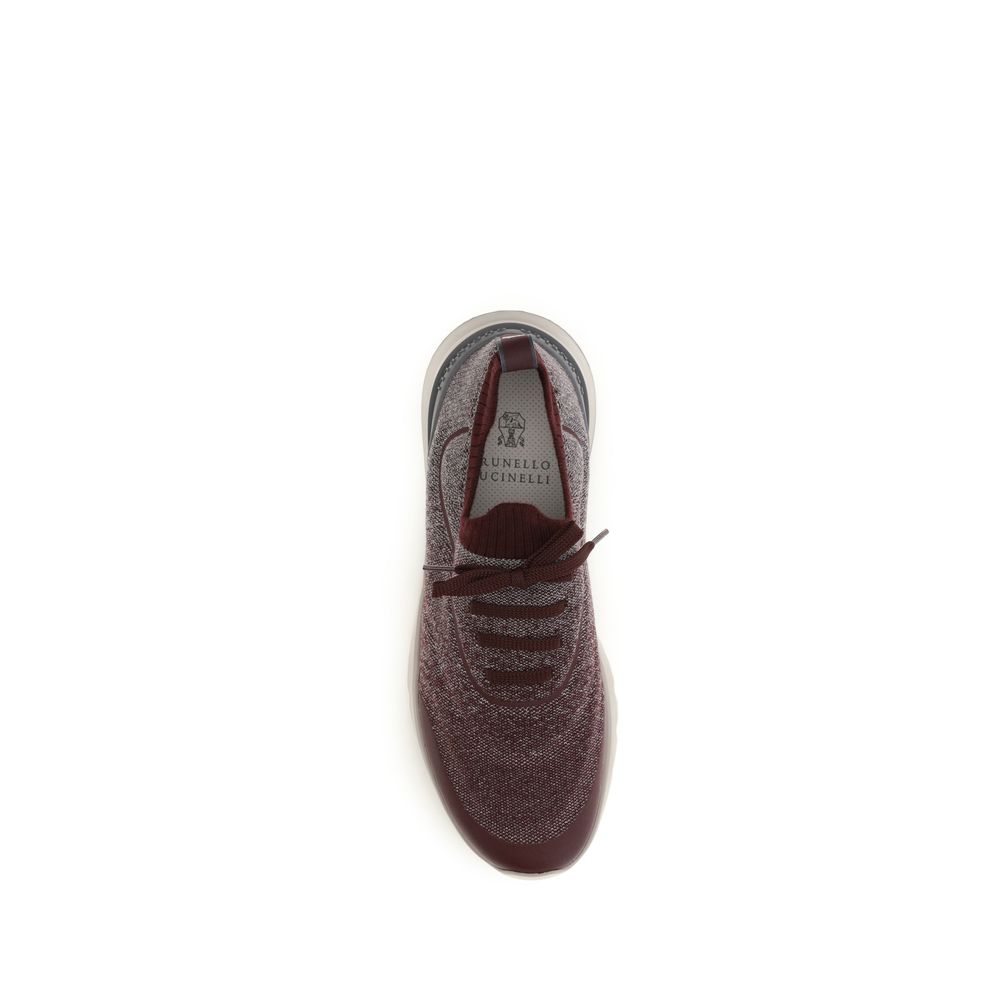 Brunello Cucinelli Bordeaux Cotton Athletic Sneakers