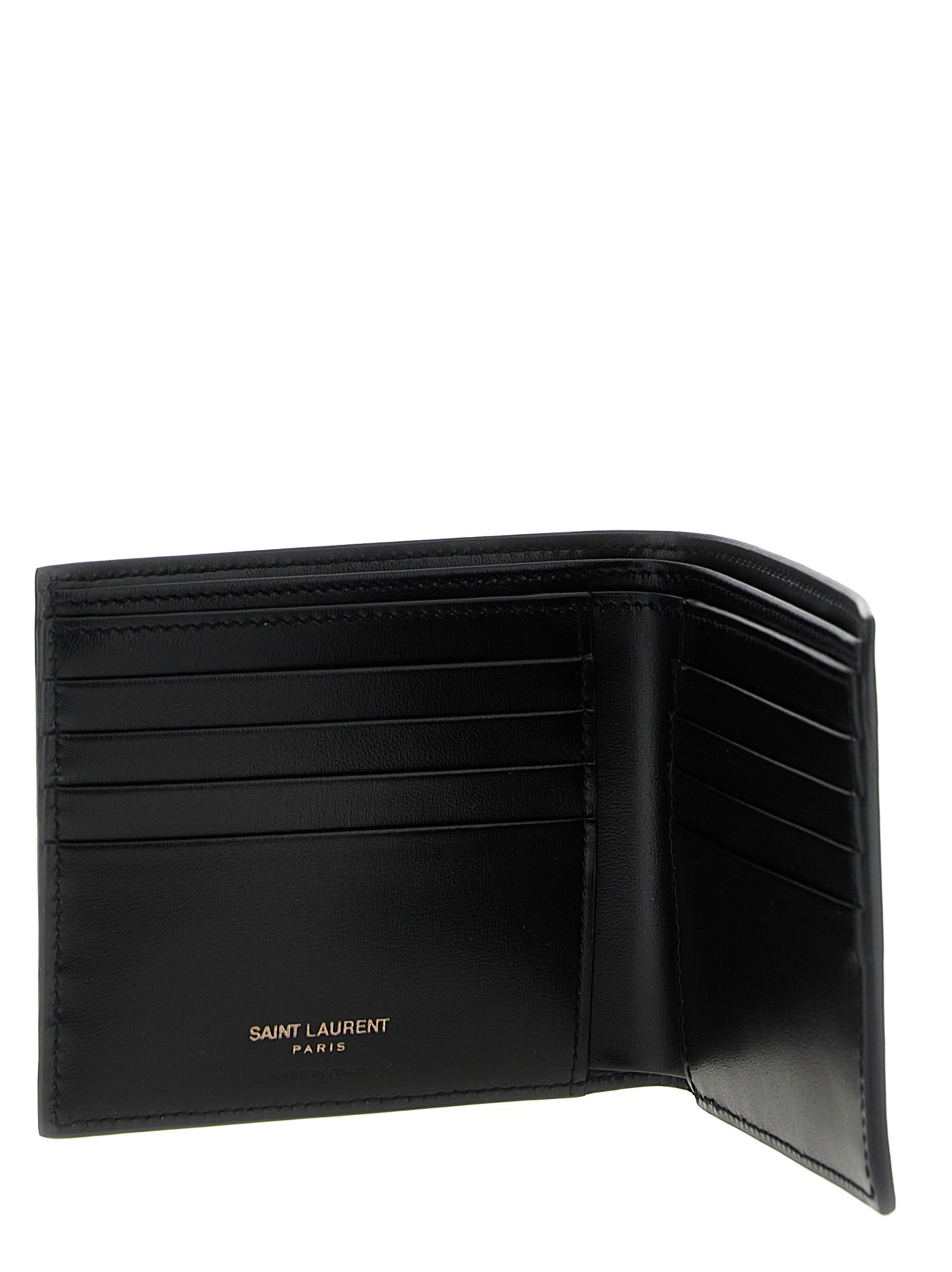 Elevate your accessory game with the SAINT LAURENT Black Calfskin Wallet, a masterpiece of artisanal luxury crafted from premium leather, embodying timeless sophistication.