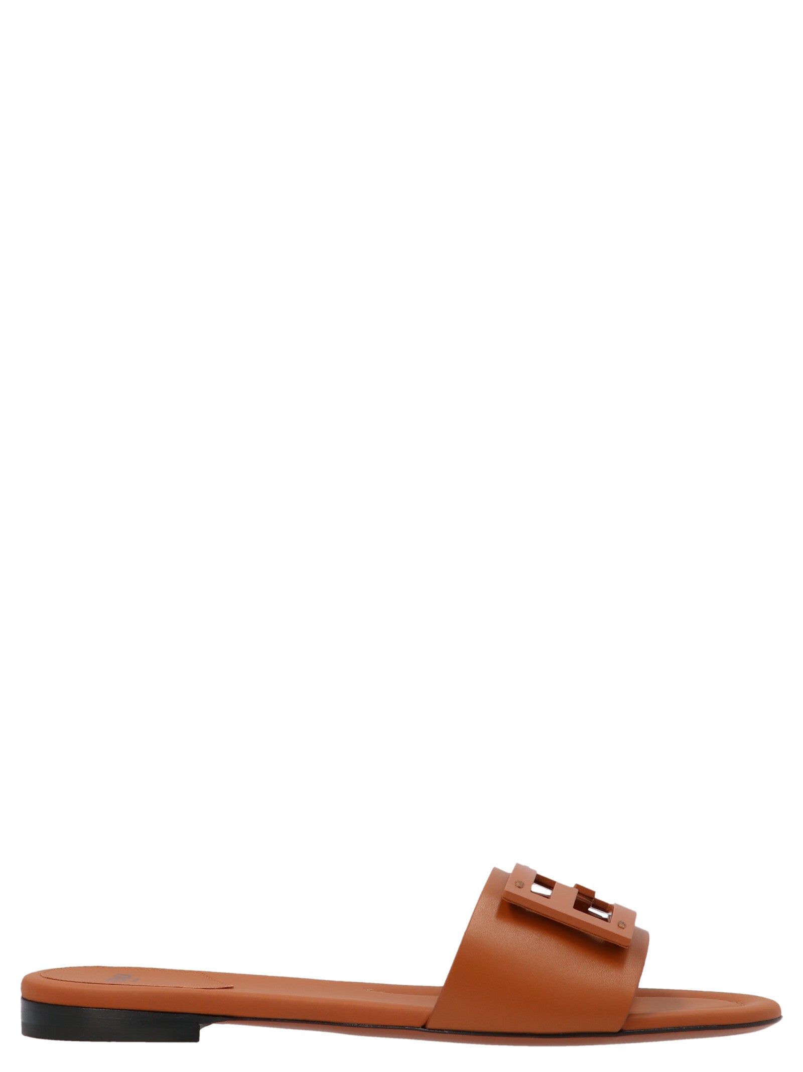 Fendi Brown Lamb Leather Slides - Artisanal Luxury Footwear