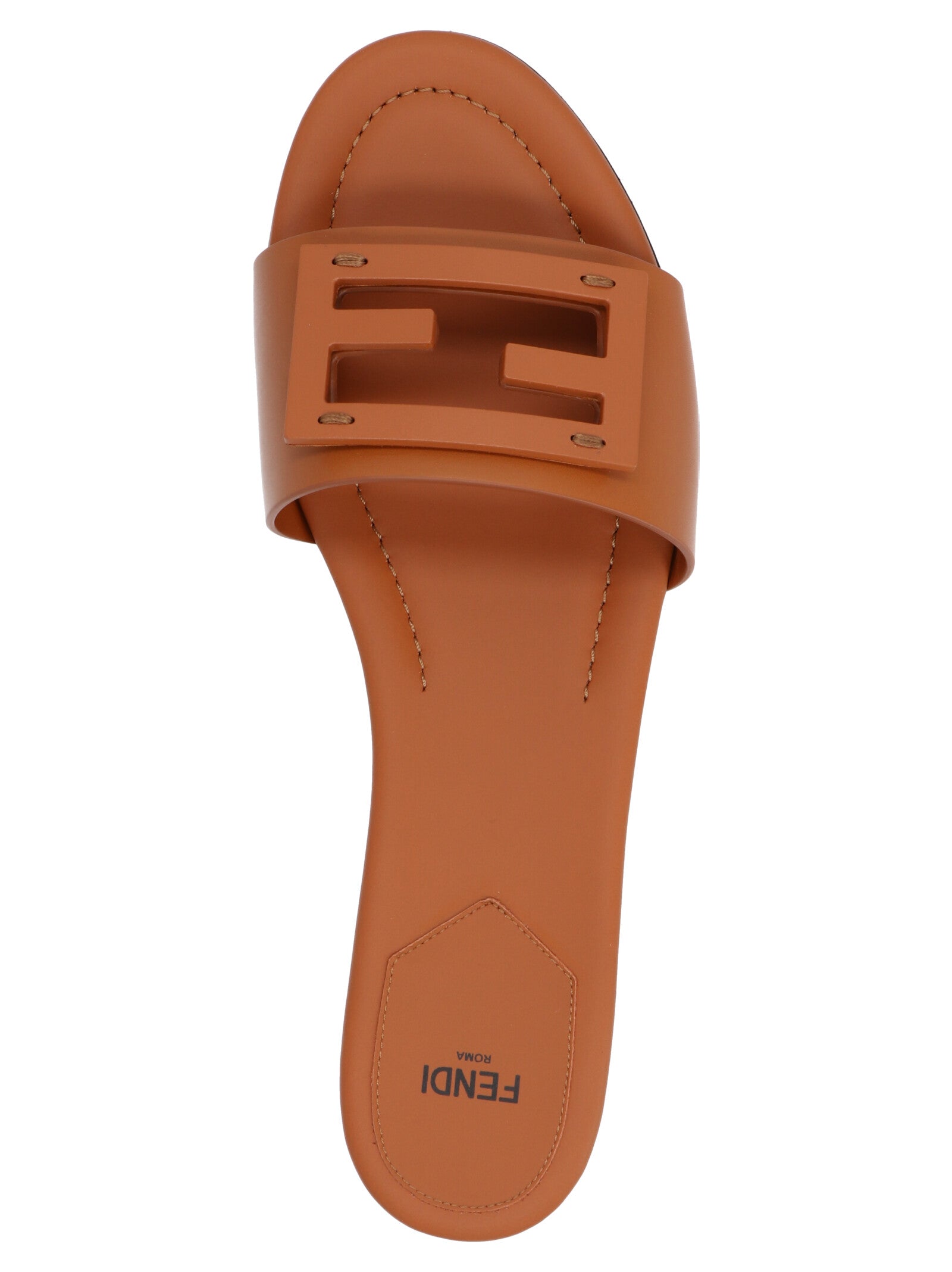 Fendi Brown Lamb Leather Slides - Artisanal Luxury Footwear