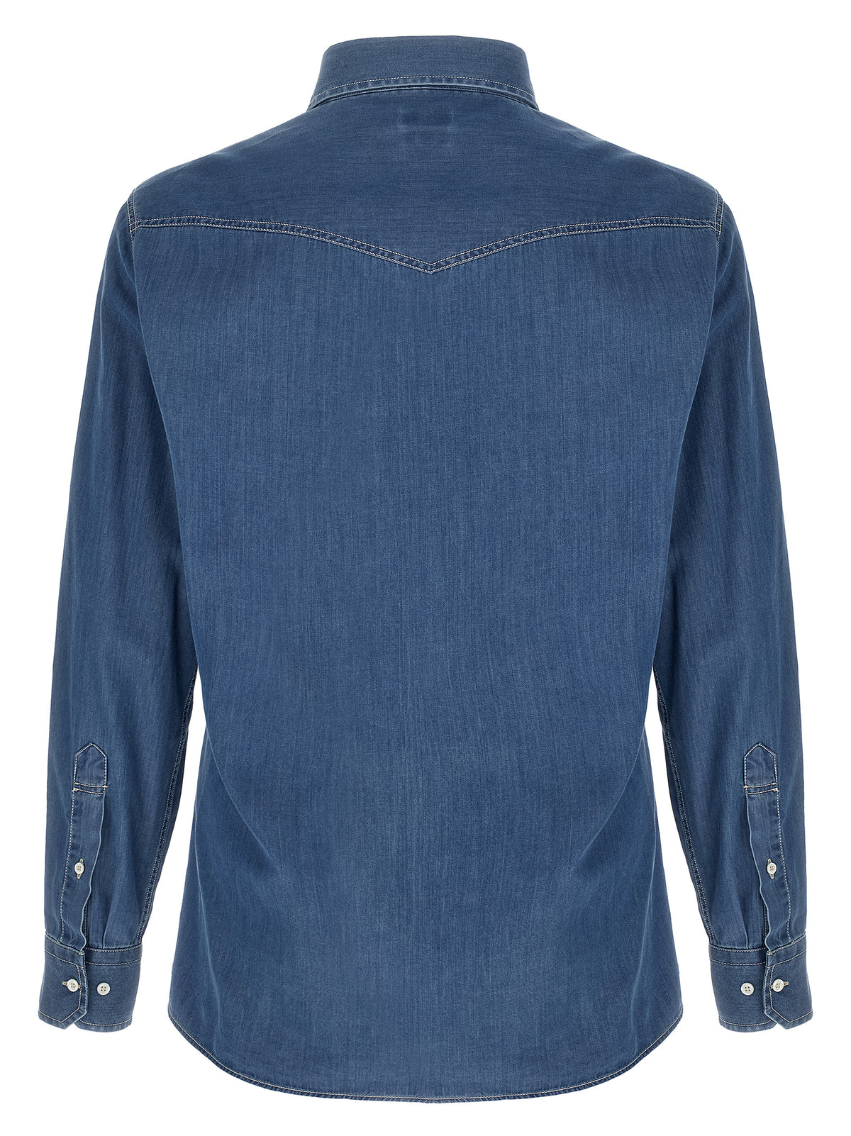 Indulge in the Brunello Cucinelli Blue Cotton Blouse, a masterpiece of Italian craftsmanship that embodies elegance and sophistication for the discerning individual.