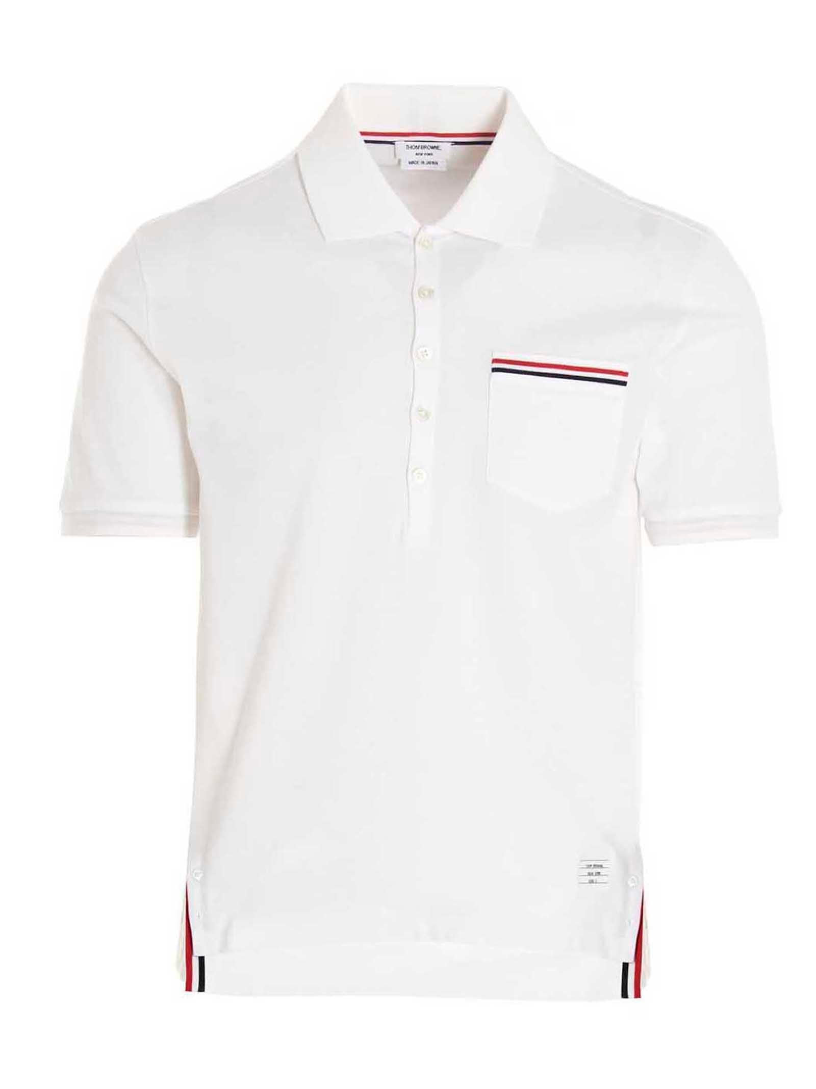 Thom Browne White Cotton Polo Shirt - Artisanal Luxury Fashion