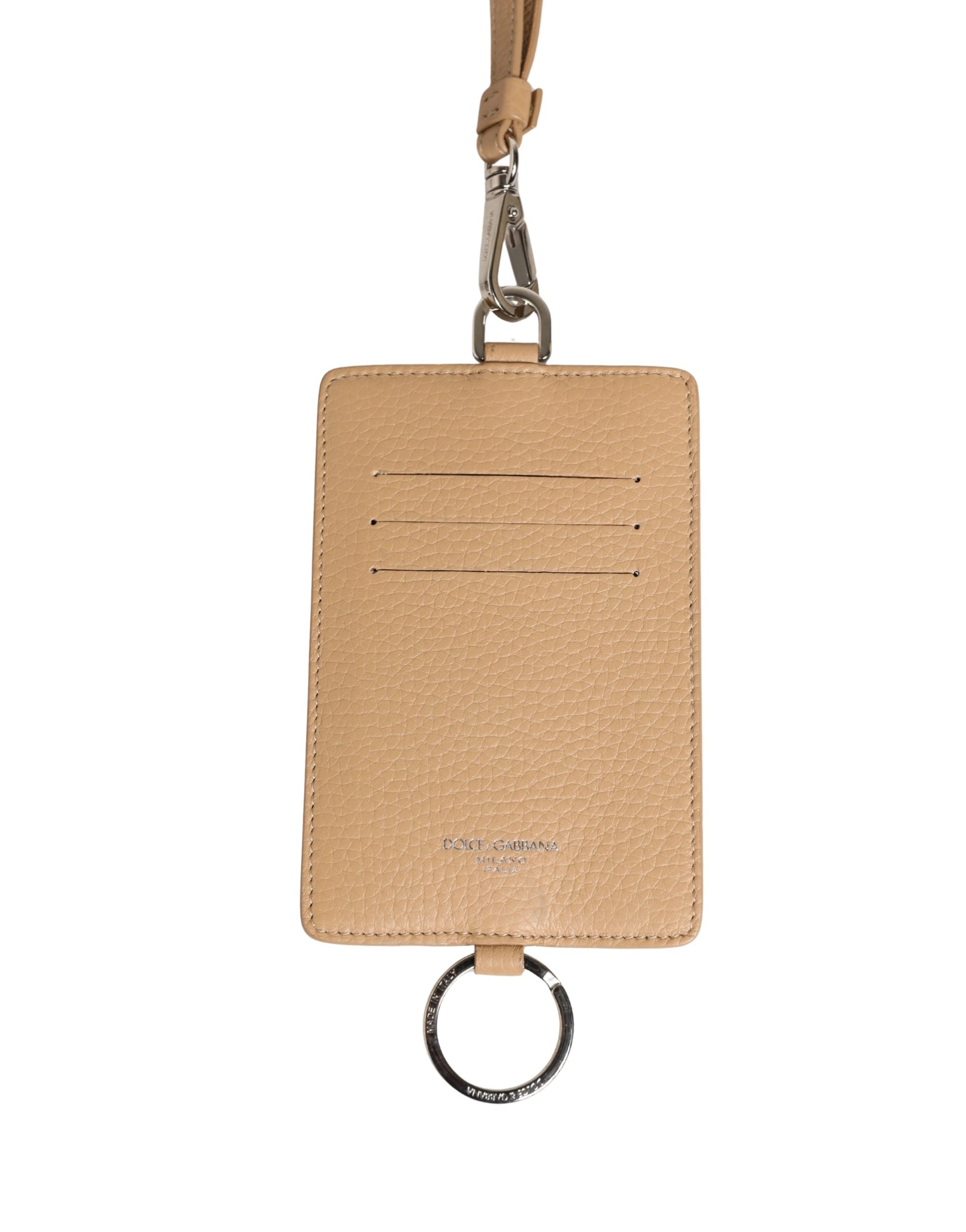 Dolce & Gabbana Beige Leather Card Holder - Timeless Luxury