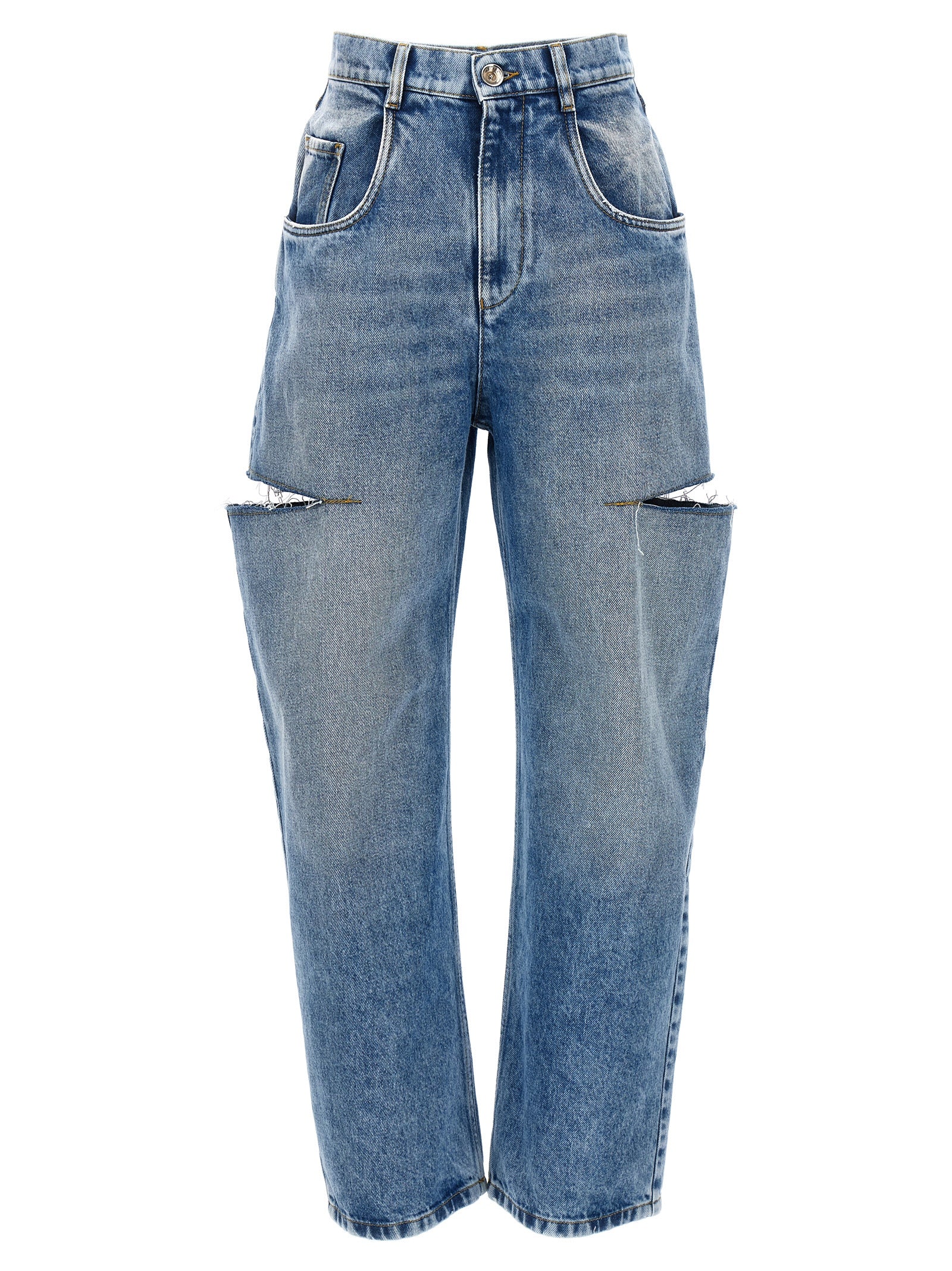 Discover the Maison Margiela Blue Cotton Straight-Leg Jeans, where artisanal luxury meets timeless elegance, crafted from premium Italian denim for a sophisticated silhouette.