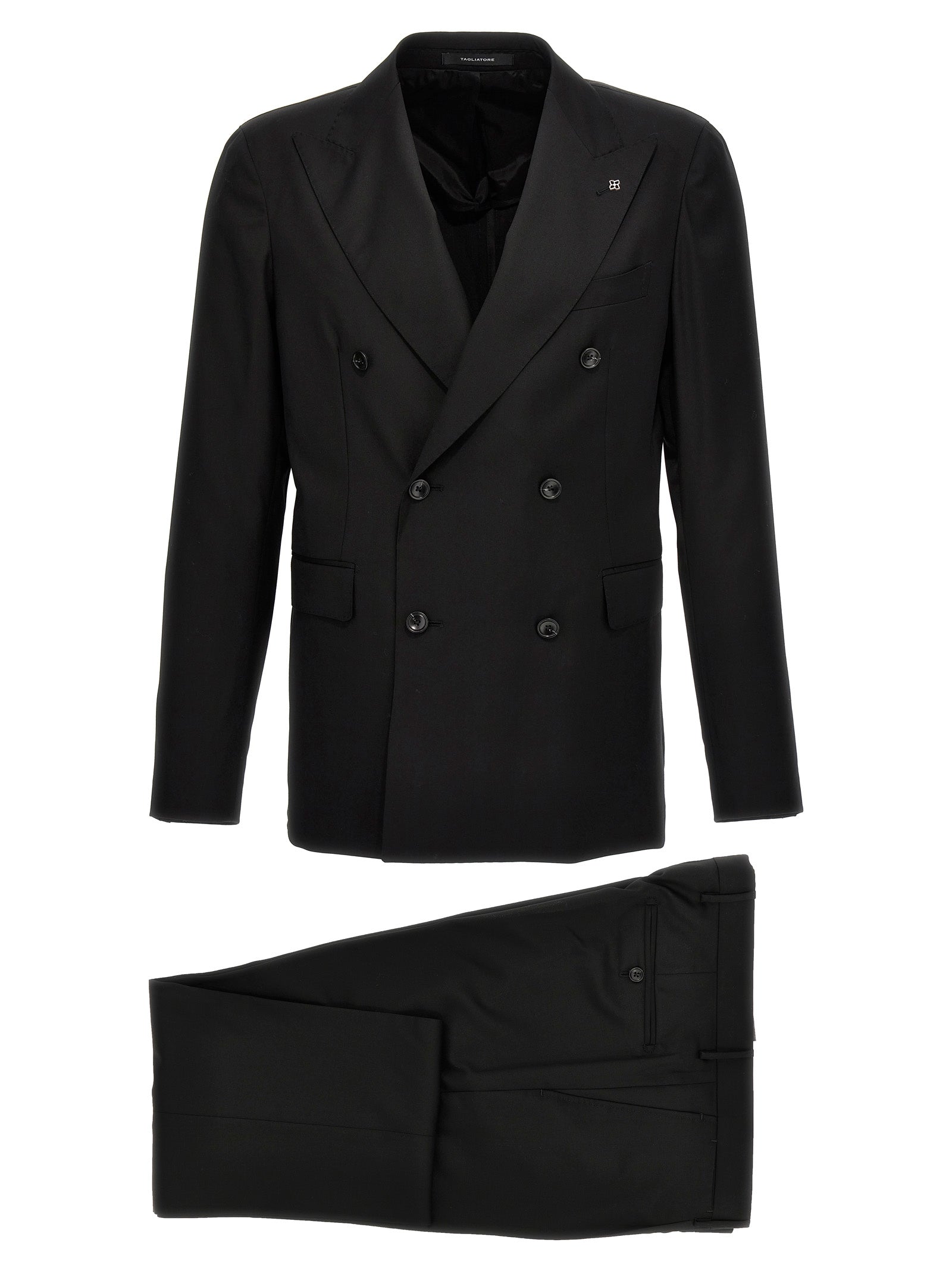 Experience the timeless elegance of the Tagliatore Black Virgin Wool Two-Piece Suit, a symbol of refined craftsmanship and sophisticated allure for discerning individuals.