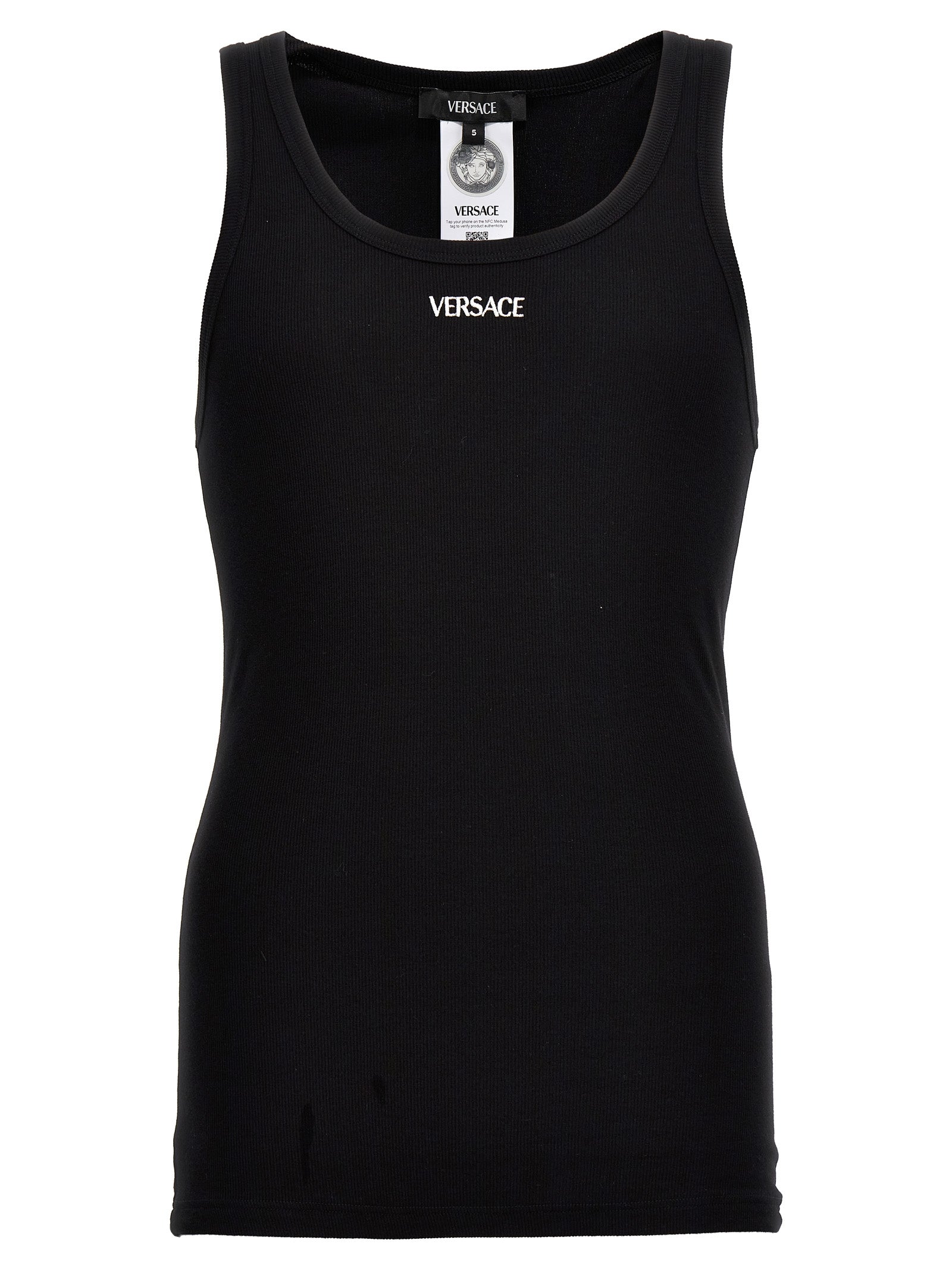 Versace Black Cotton Sleeveless T-Shirt - Luxury Fashion Essential