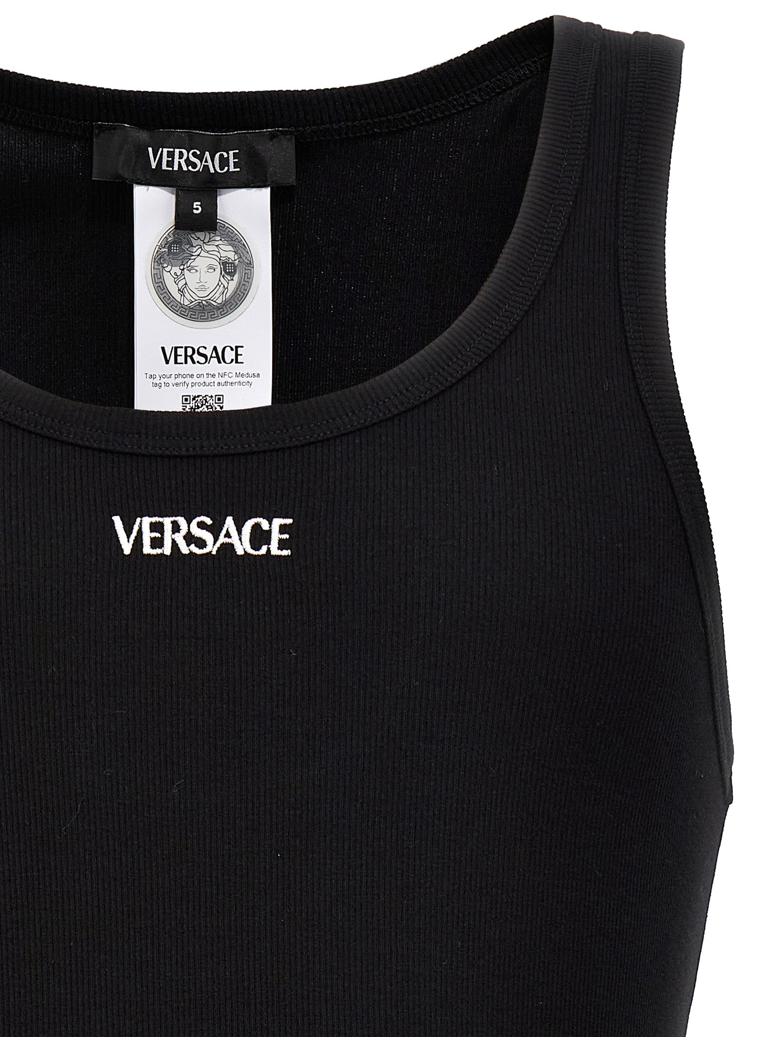 Versace Black Cotton Sleeveless T-Shirt - Timeless Luxury Fashion