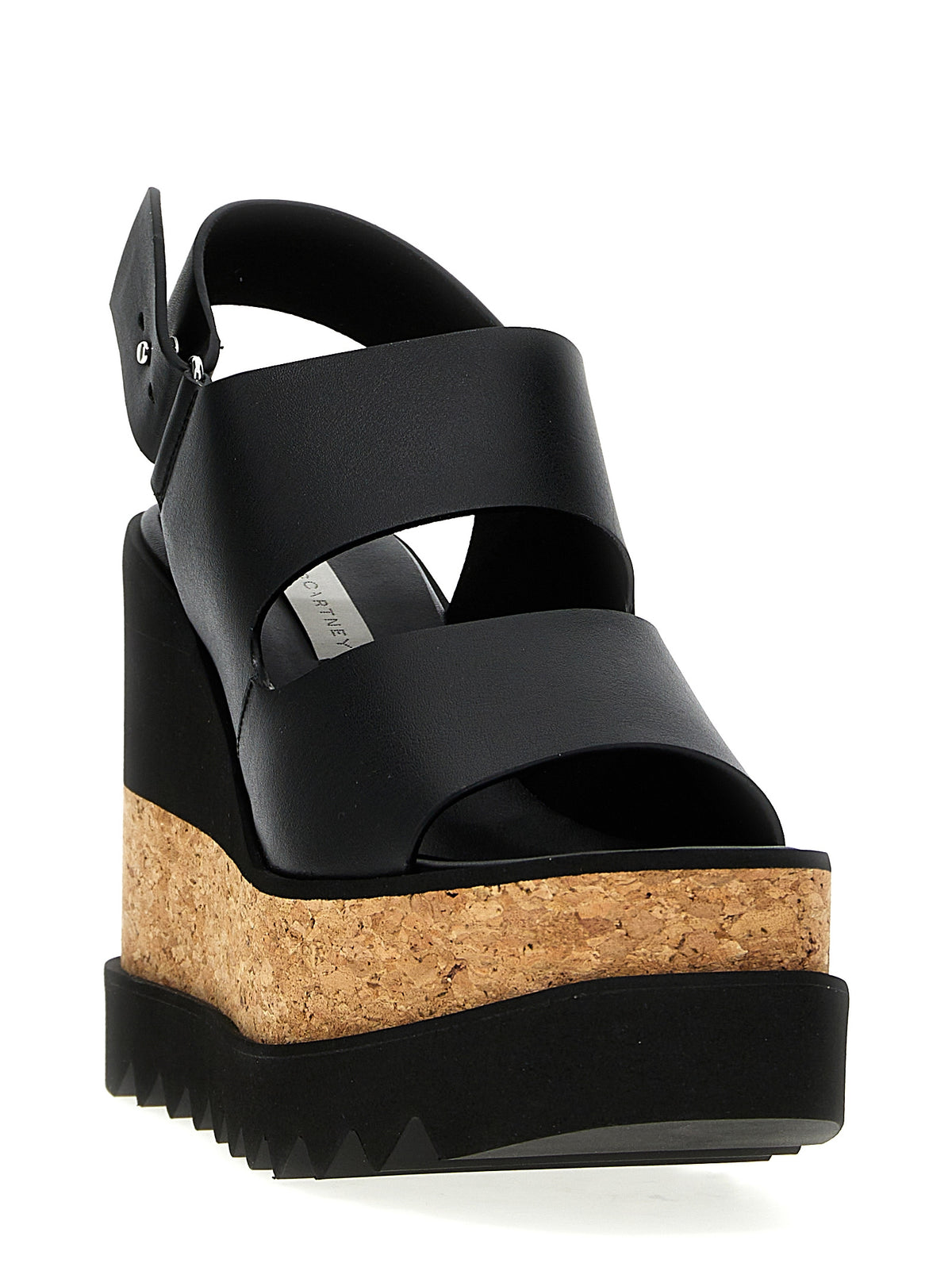 Stella McCartney Black Wedge Sandals - Artisanal Luxury Footwear