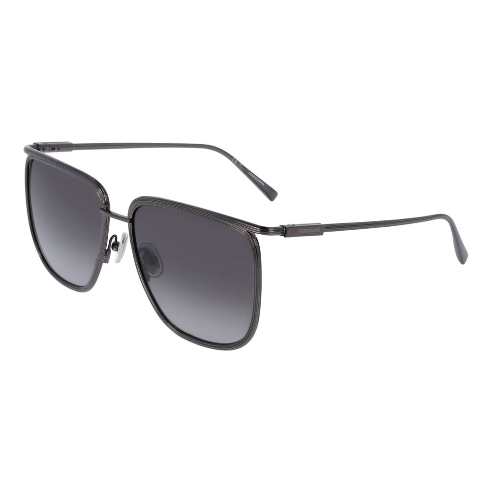 Experience the allure of Ferragamo Gray Metal Sunglasses, a masterpiece of artisanal luxury that enhances your elegance and sophistication in every moment.