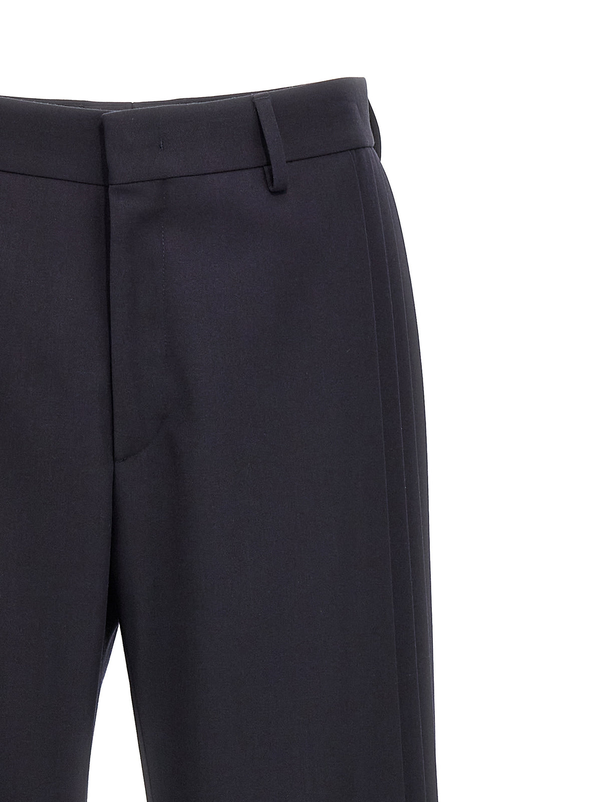 Elevate your wardrobe with Fendi Blue Polyester Casual Pants, a luxurious blend of 55% polyester and 45% virgin wool, designed for sophistication and effortless versatility.