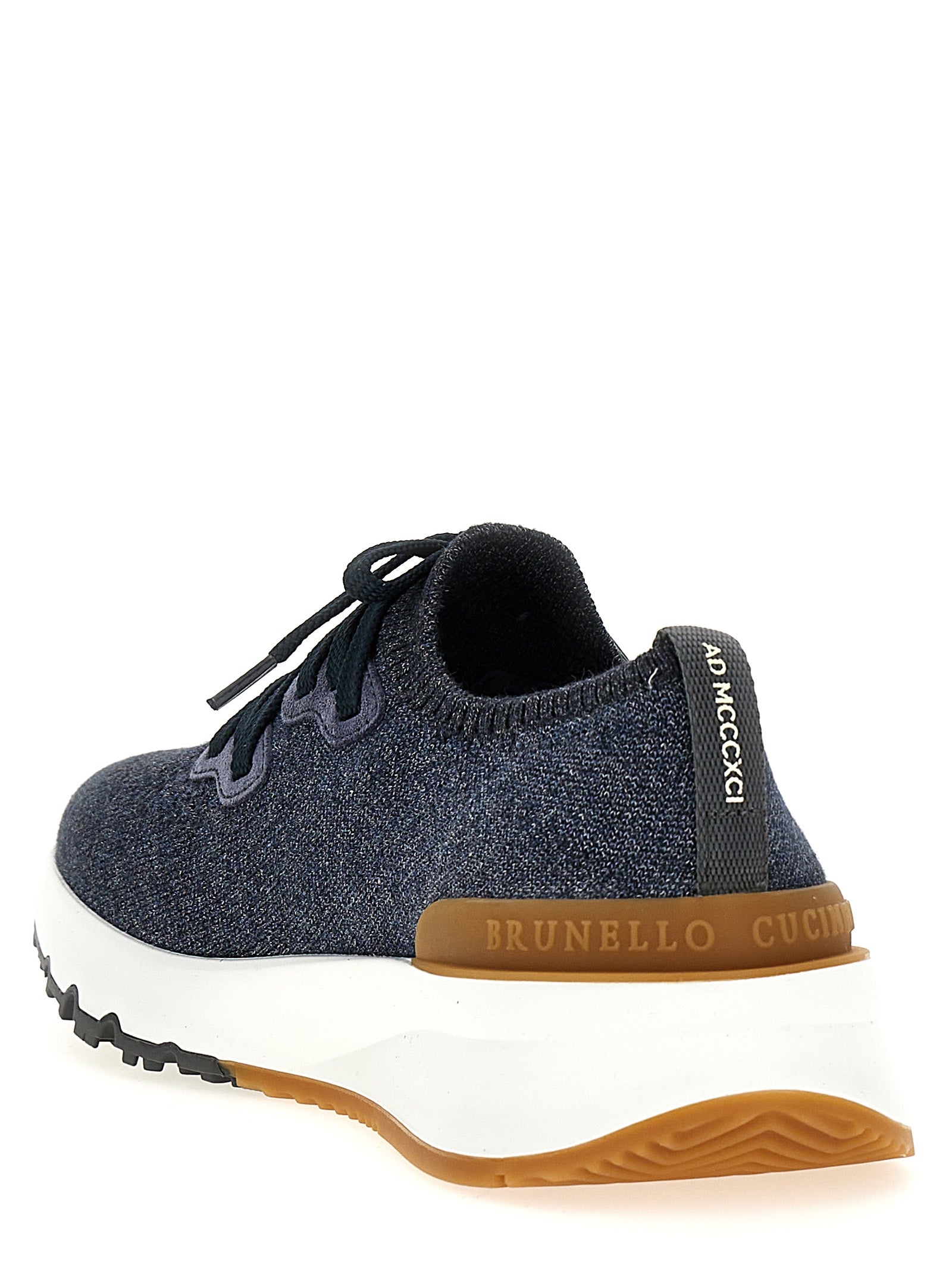 Brunello Cucinelli Blue Cotton Athletic Sneakers - Luxury Footwear