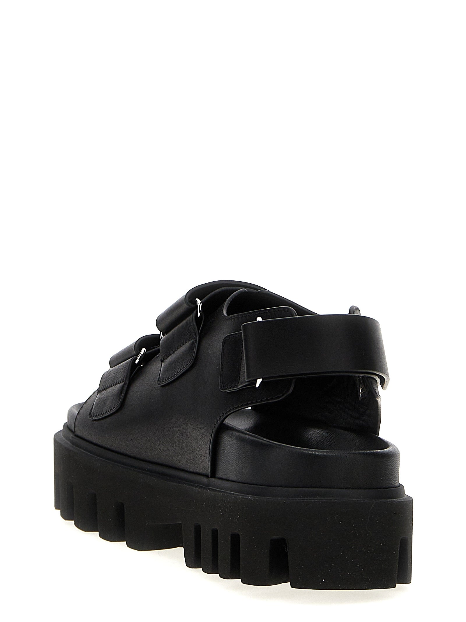 Alexander McQueen Black Calf Leather Flat Sandals - Luxury Redefined