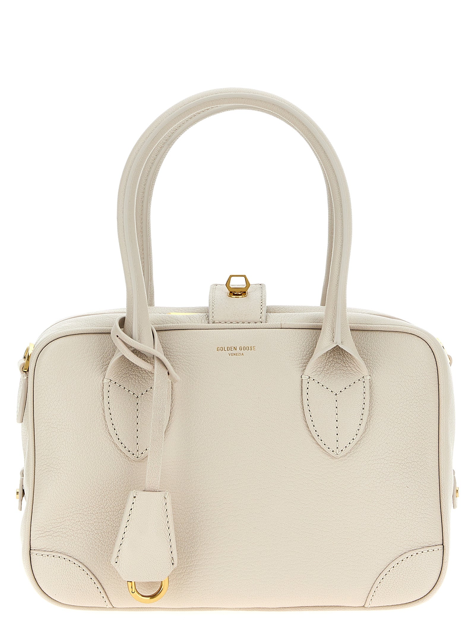 Discover the Golden Goose White Goatskin Handbag, a masterpiece of Italian craftsmanship in luxurious goat leather, embodying timeless elegance and sophisticated allure.