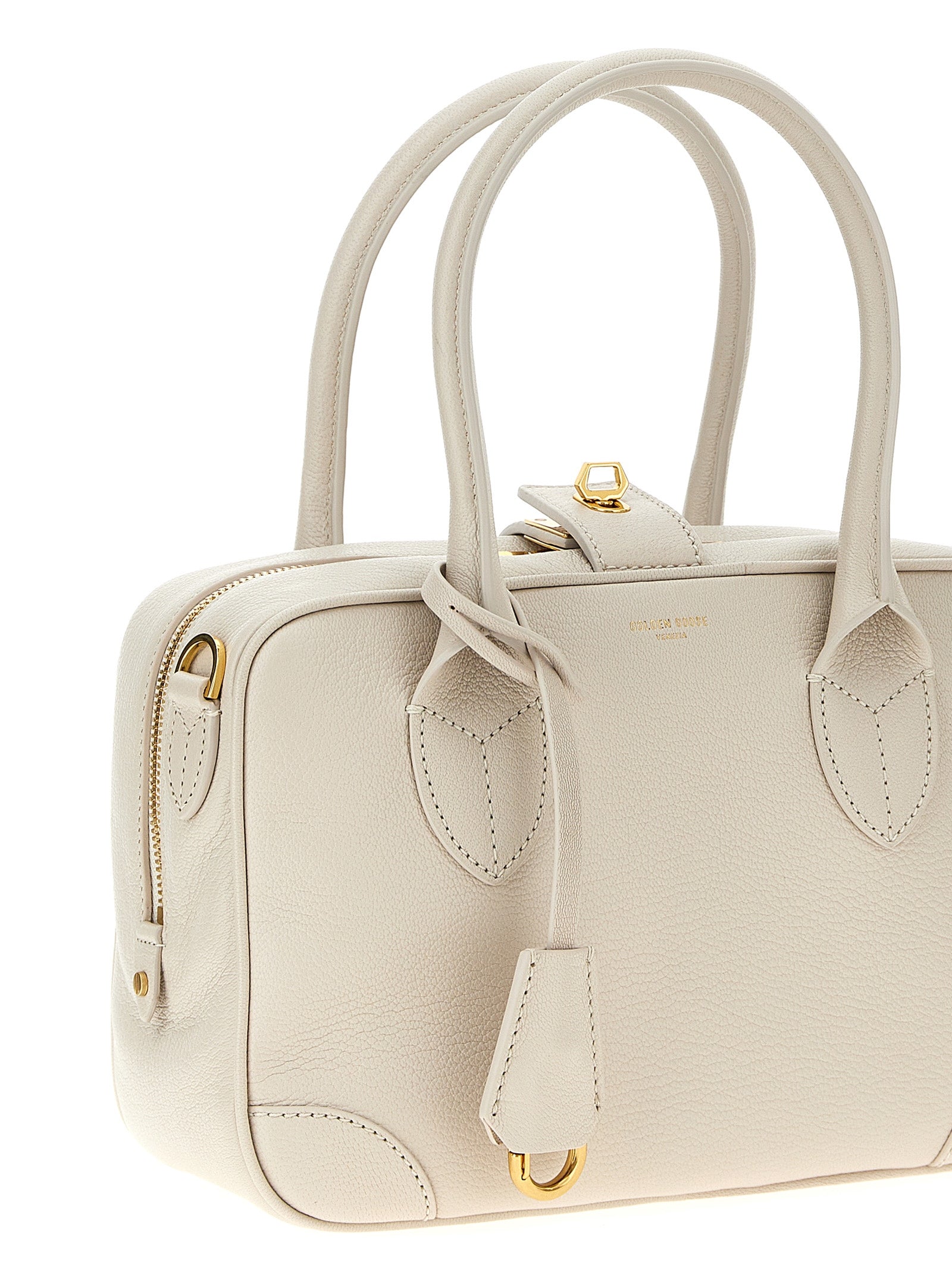 Indulge in the Golden Goose White Goatskin Handbag, a masterpiece of Italian craftsmanship, blending timeless elegance with modern versatility for the discerning individual.
