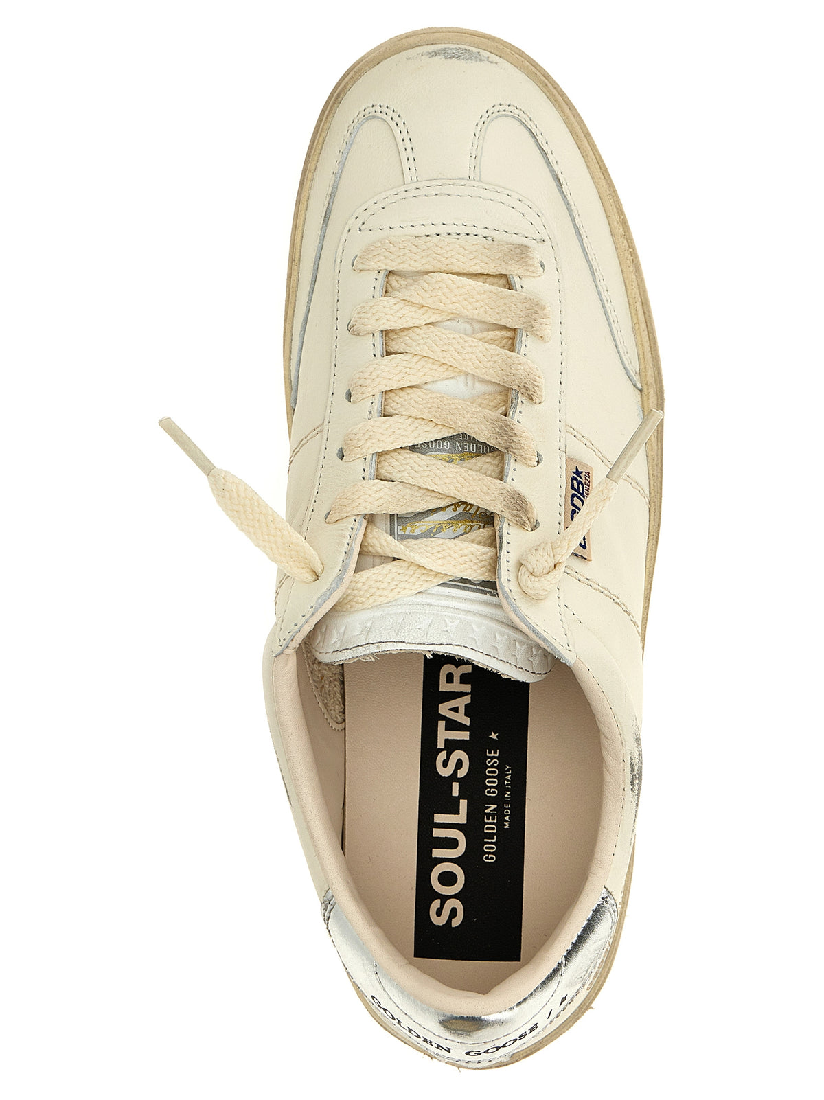Step into the realm of luxury with Golden Goose Silver Lamb Leather Low Top Sneakers, where Italian craftsmanship meets urban sophistication for the discerning fashionista.