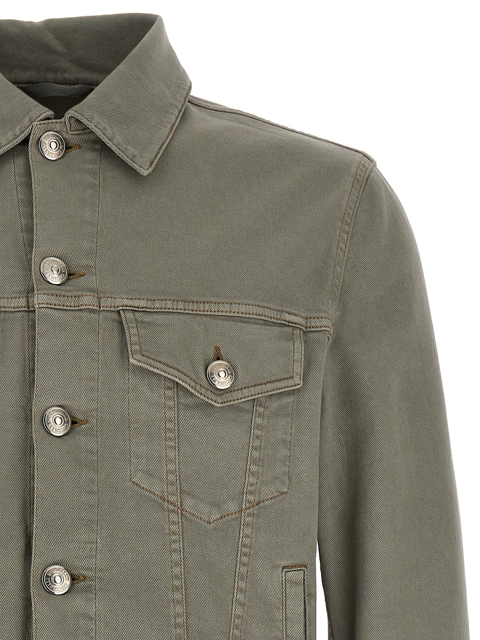 Brunello Cucinelli Gray Cotton Denim Jacket - Artisanal Luxury
