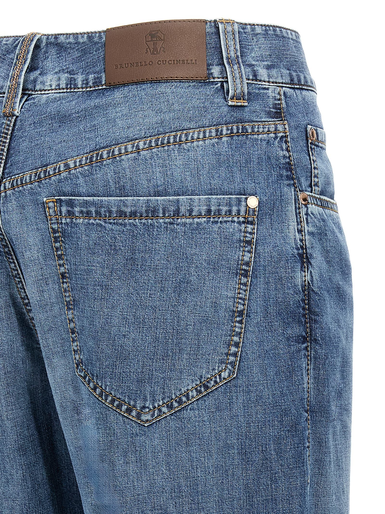 Brunello Cucinelli Blue Cotton Straight-Leg Jeans | Designer Luxury