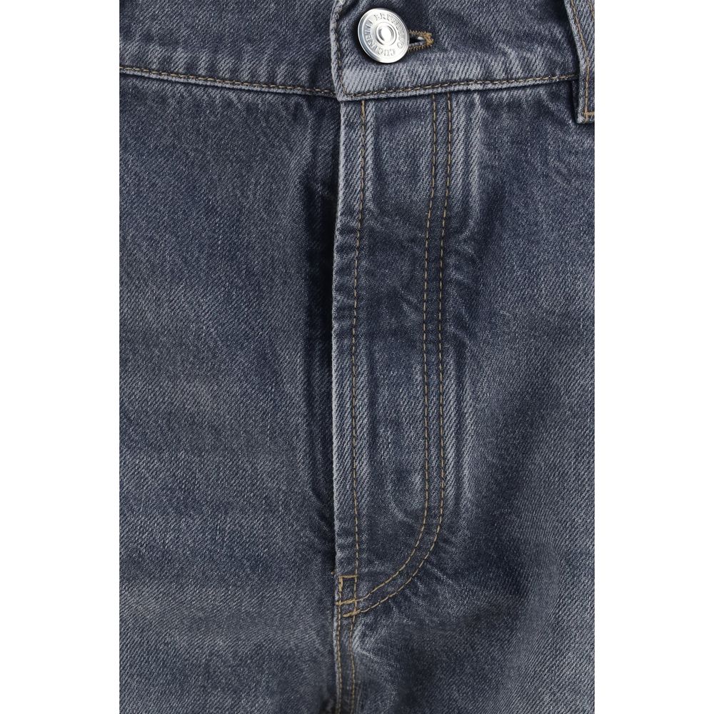 Brunello Cucinelli Gray Cotton Straight-Leg Jeans, Designer Luxury