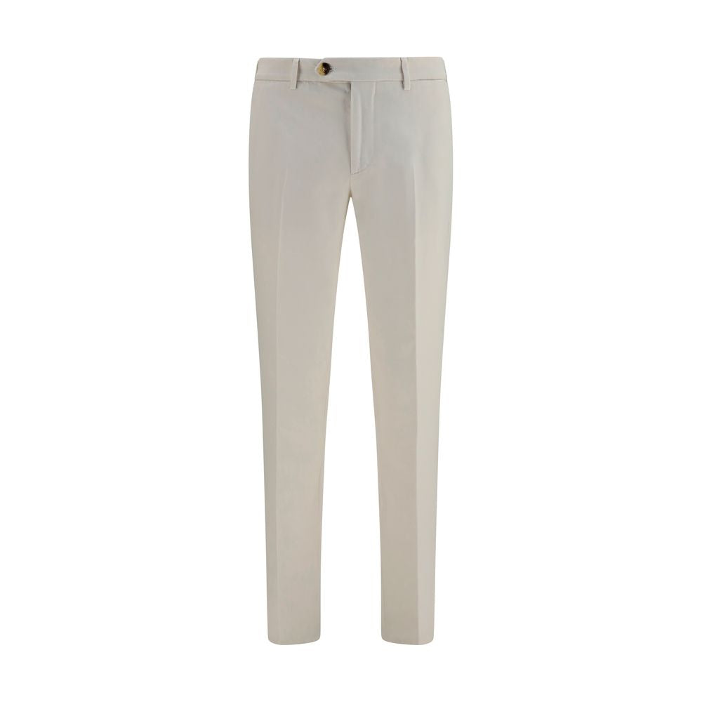 Brunello Cucinelli White Cotton Casual Pants - Artisanal Luxury