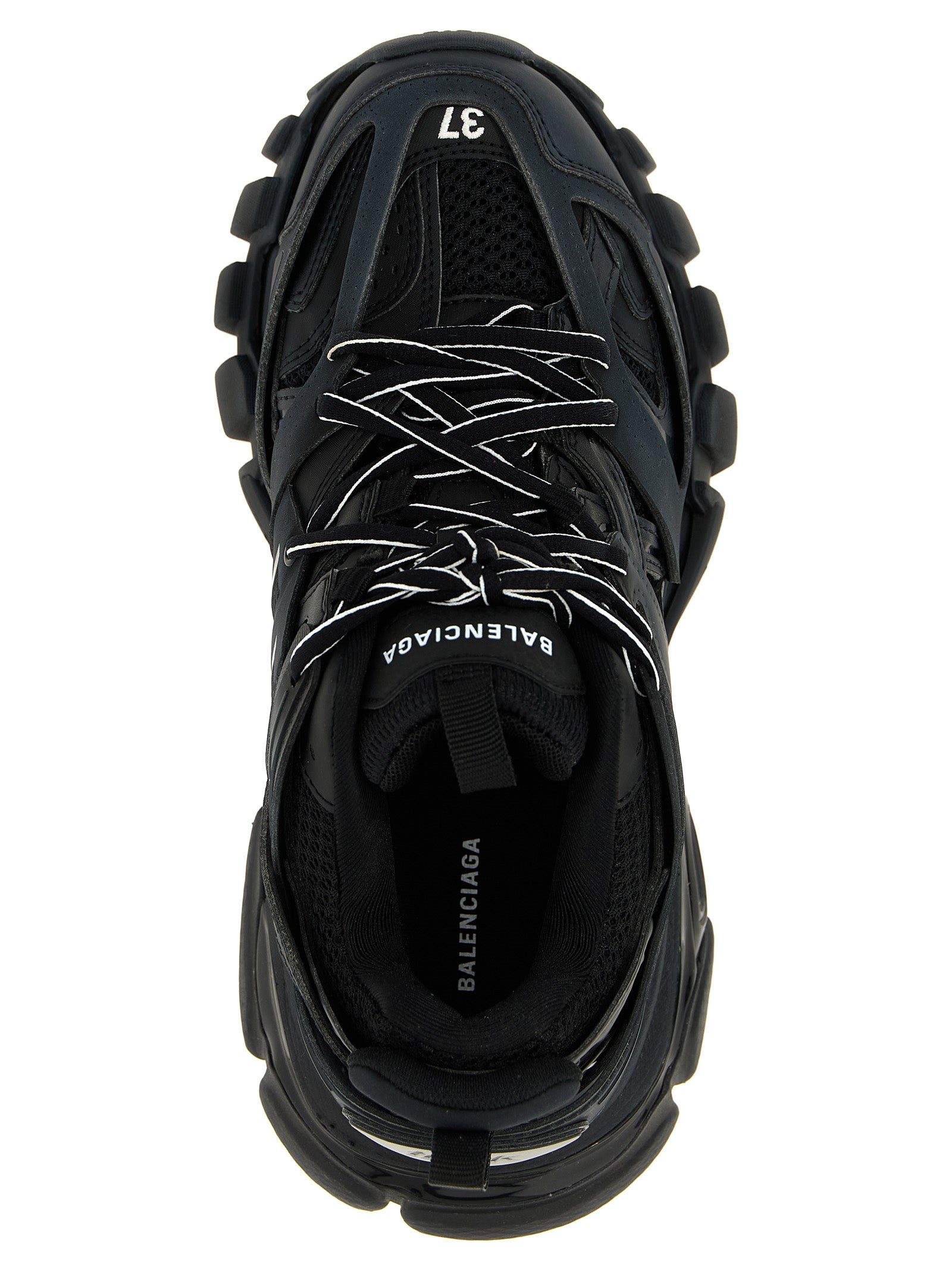 Step into luxury with Balenciaga's Black Polyethylene Athletic Sneakers, crafted from premium materials for a bold statement in every stride.