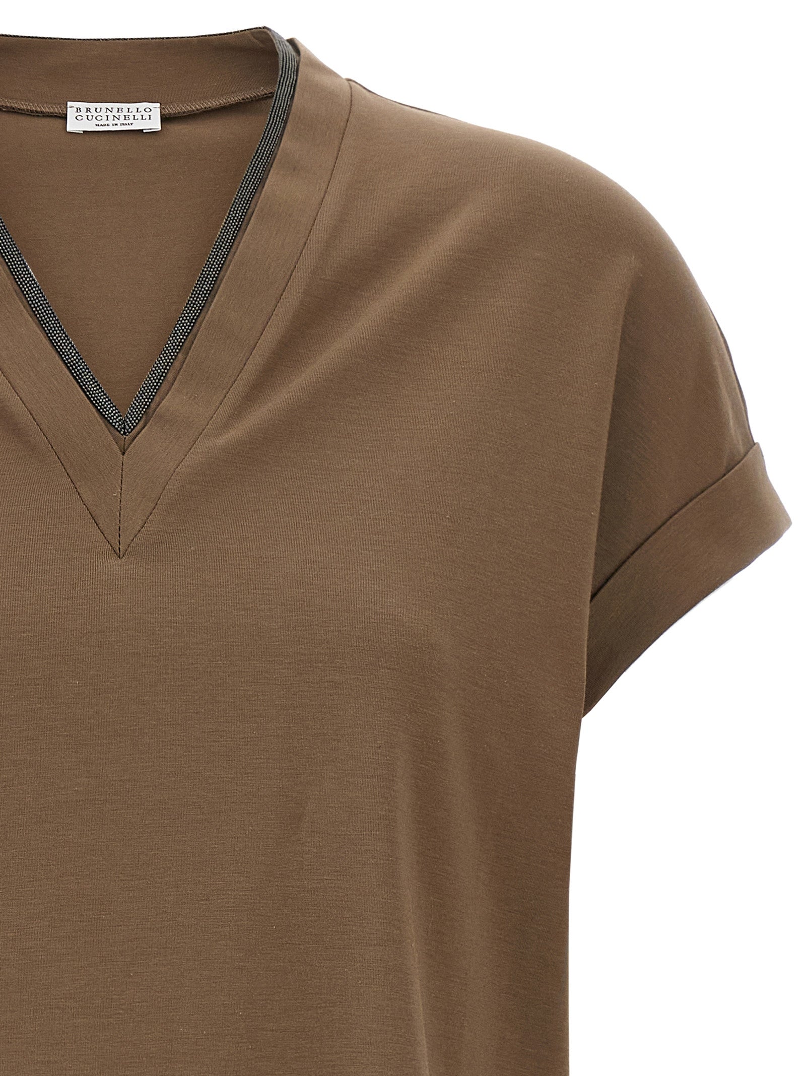 Brunello Cucinelli Brown Cotton T-Shirt | Artisanal Luxury Fashion