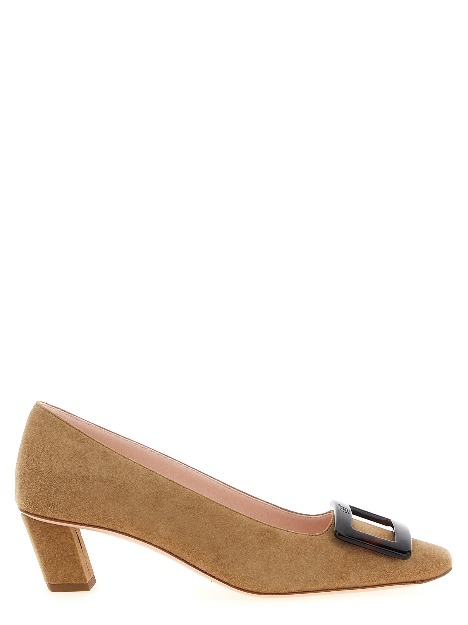 Roger Vivier Beige Goatskin Mid Heel Pumps - Timeless Luxury Elegance