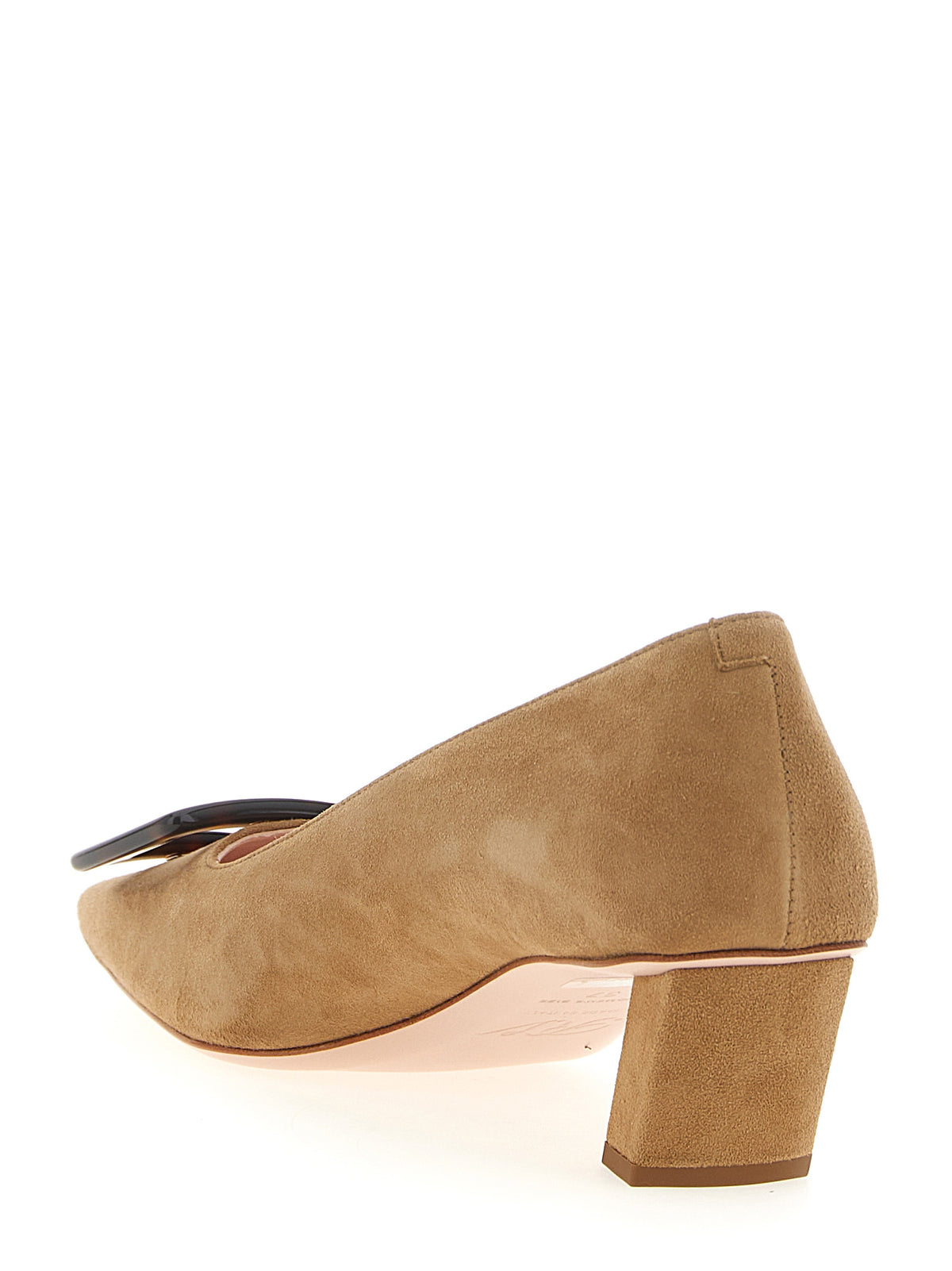 Roger Vivier Beige Goatskin Mid Heel Pumps - Timeless Luxury Elegance