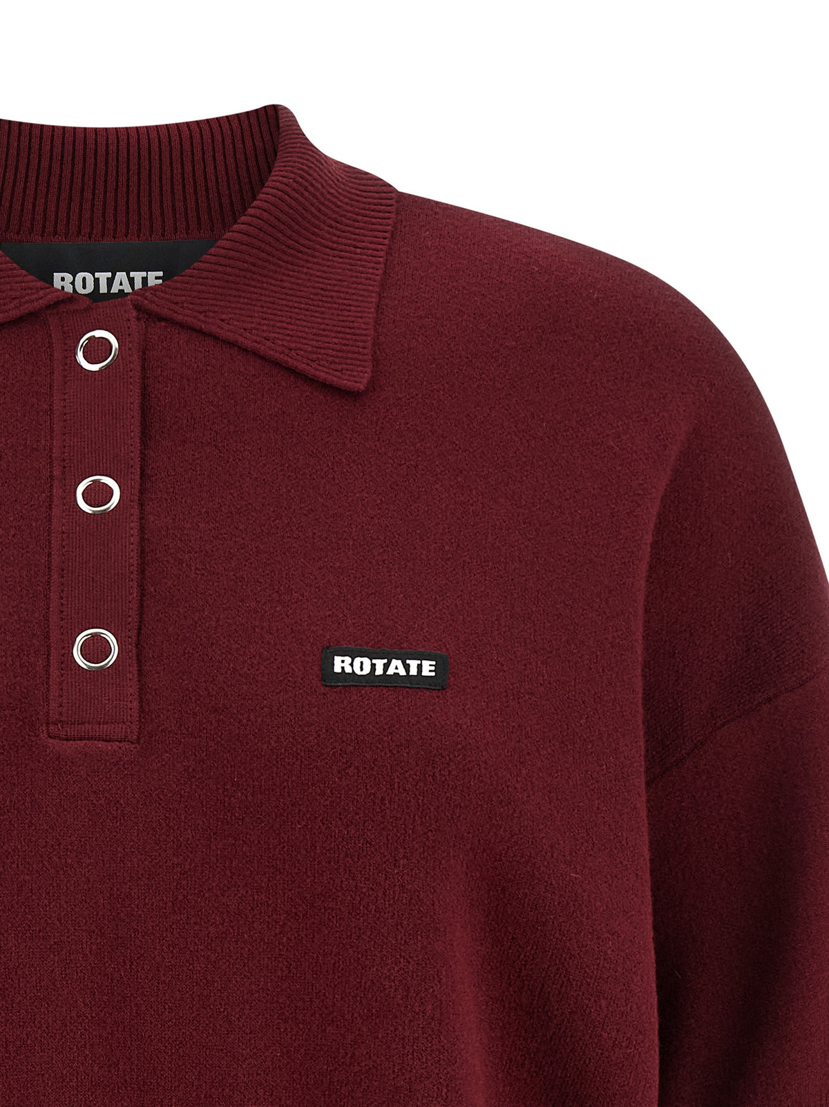 ROTATE BIRGER CHRISTENSEN Bordeaux Mohair Polo Shirt - Luxe Elegance