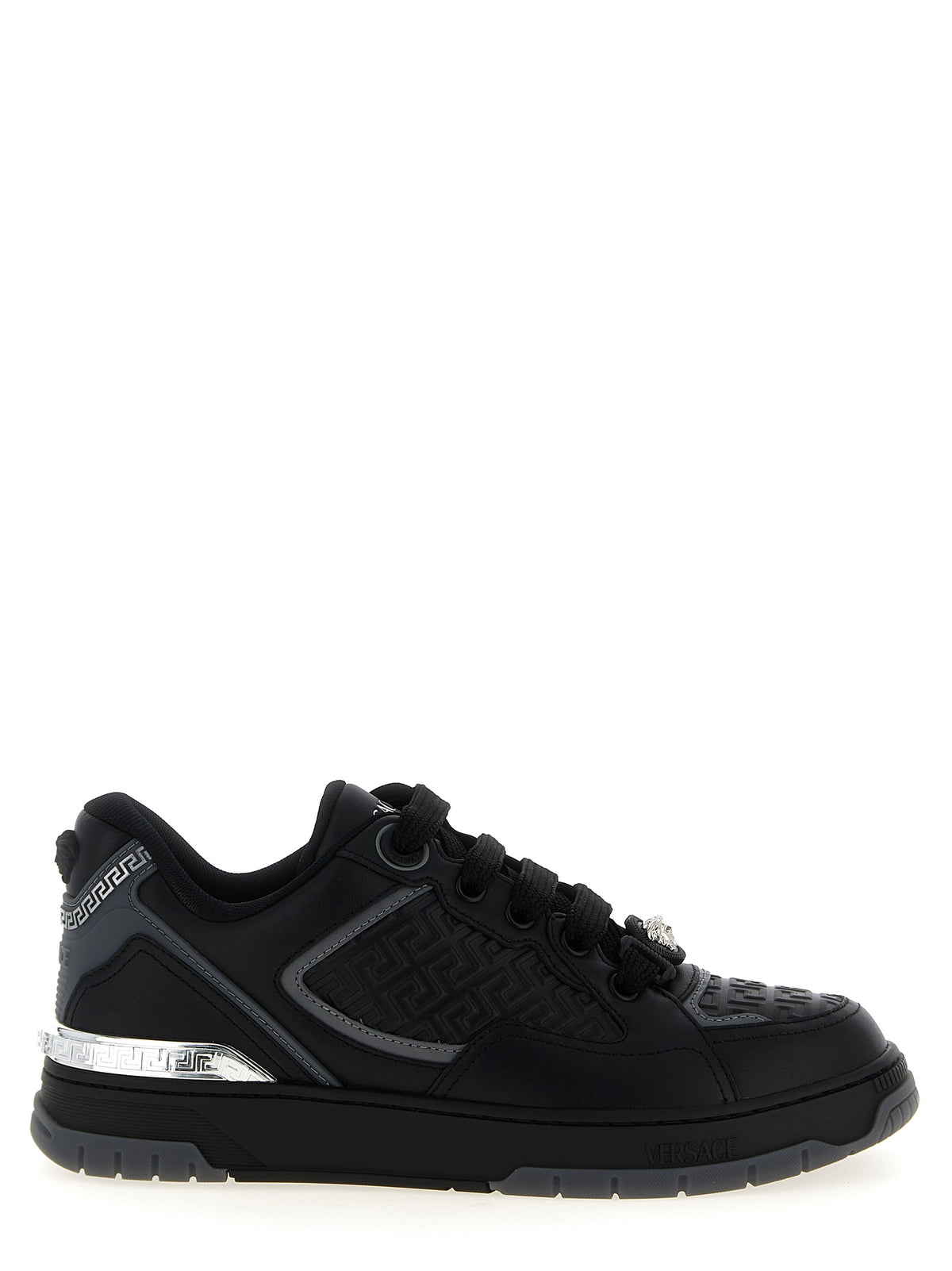 Versace Black Calfskin Athletic Sneakers - Elevate Your Elegance