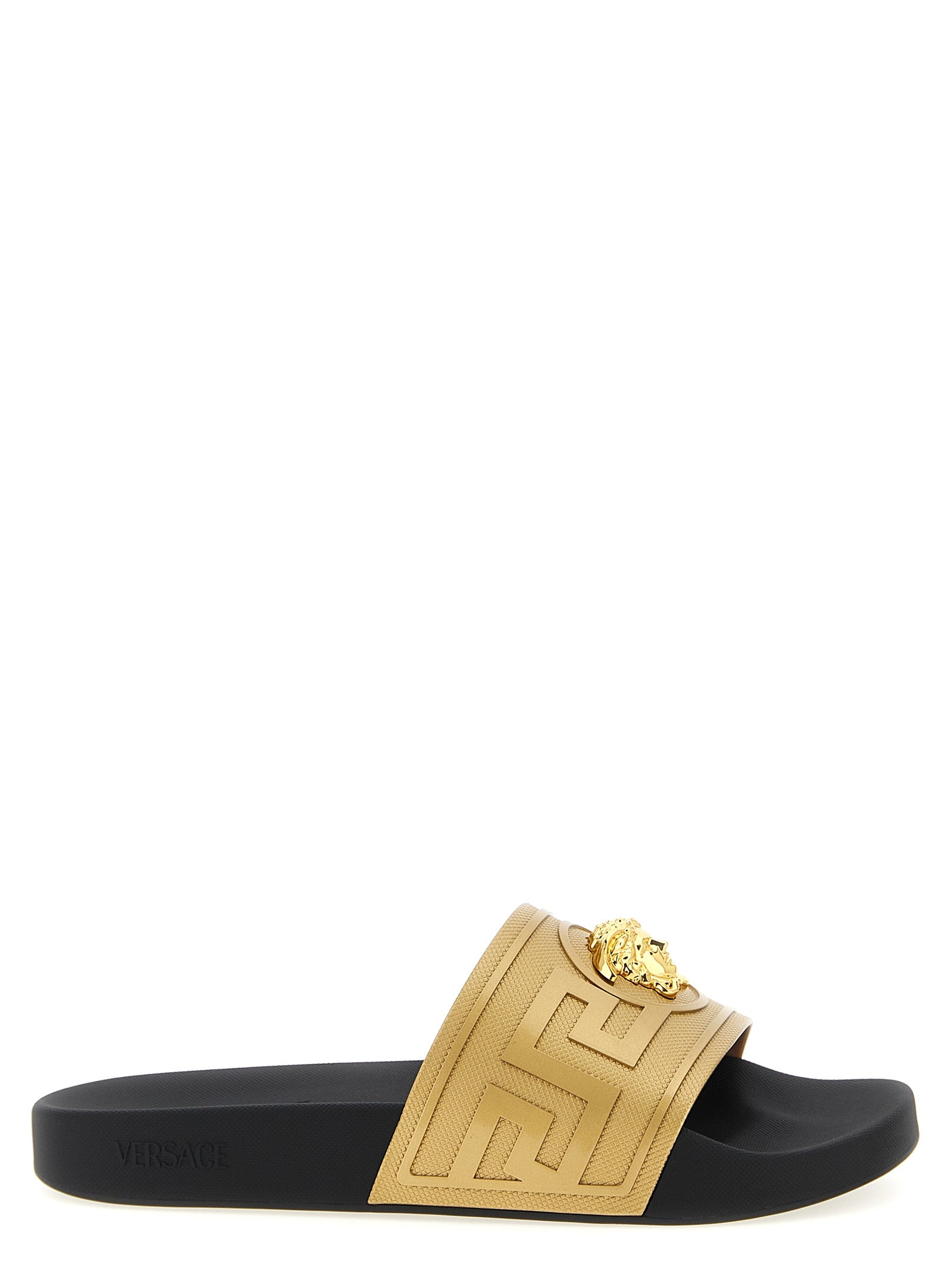 Versace Gold Glass Slides - Exquisite Luxury Footwear for All