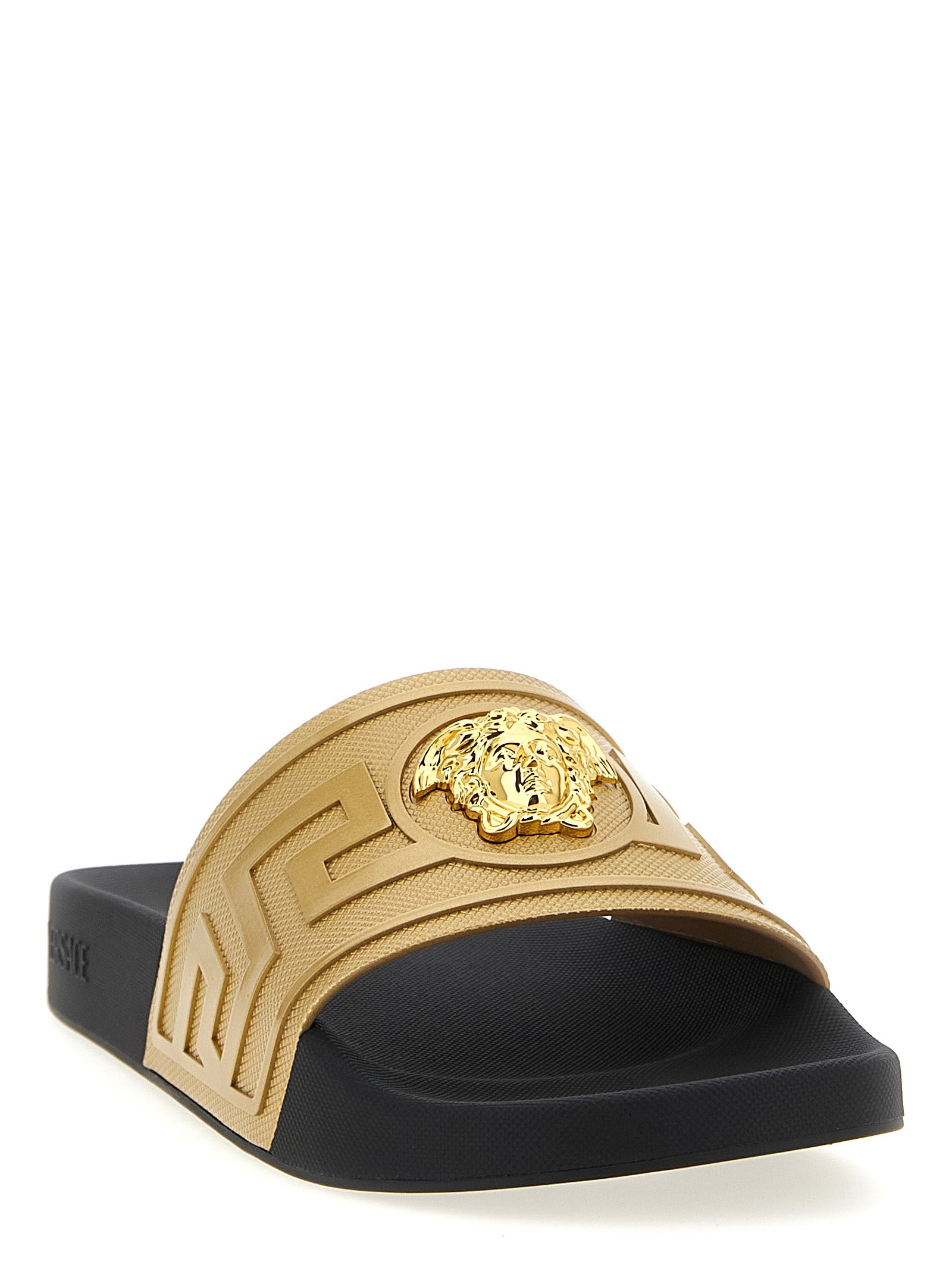 Versace Gold Glass Slides - Luxurious Comfort and Elegance