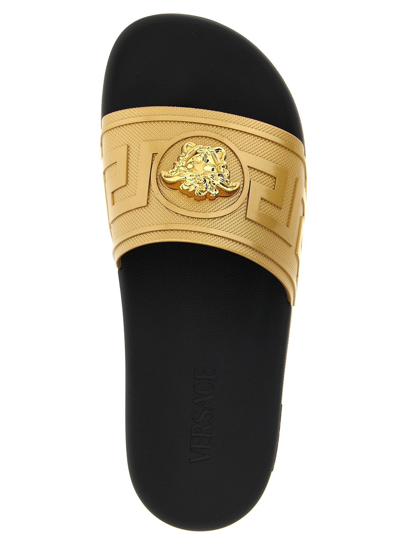 Versace Gold Glass Slides - Luxurious Comfort and Elegance