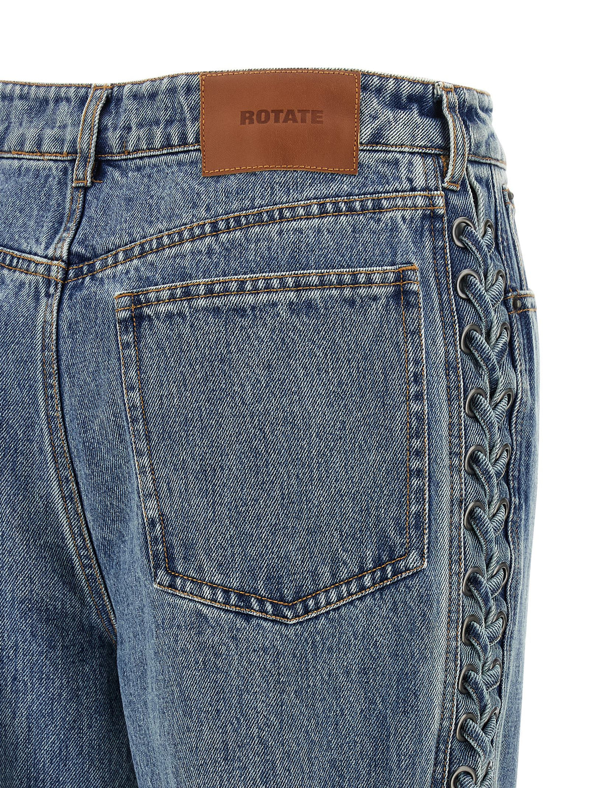 ROTATE BIRGER CHRISTENSEN Blue Lace-Up Straight-Leg Jeans