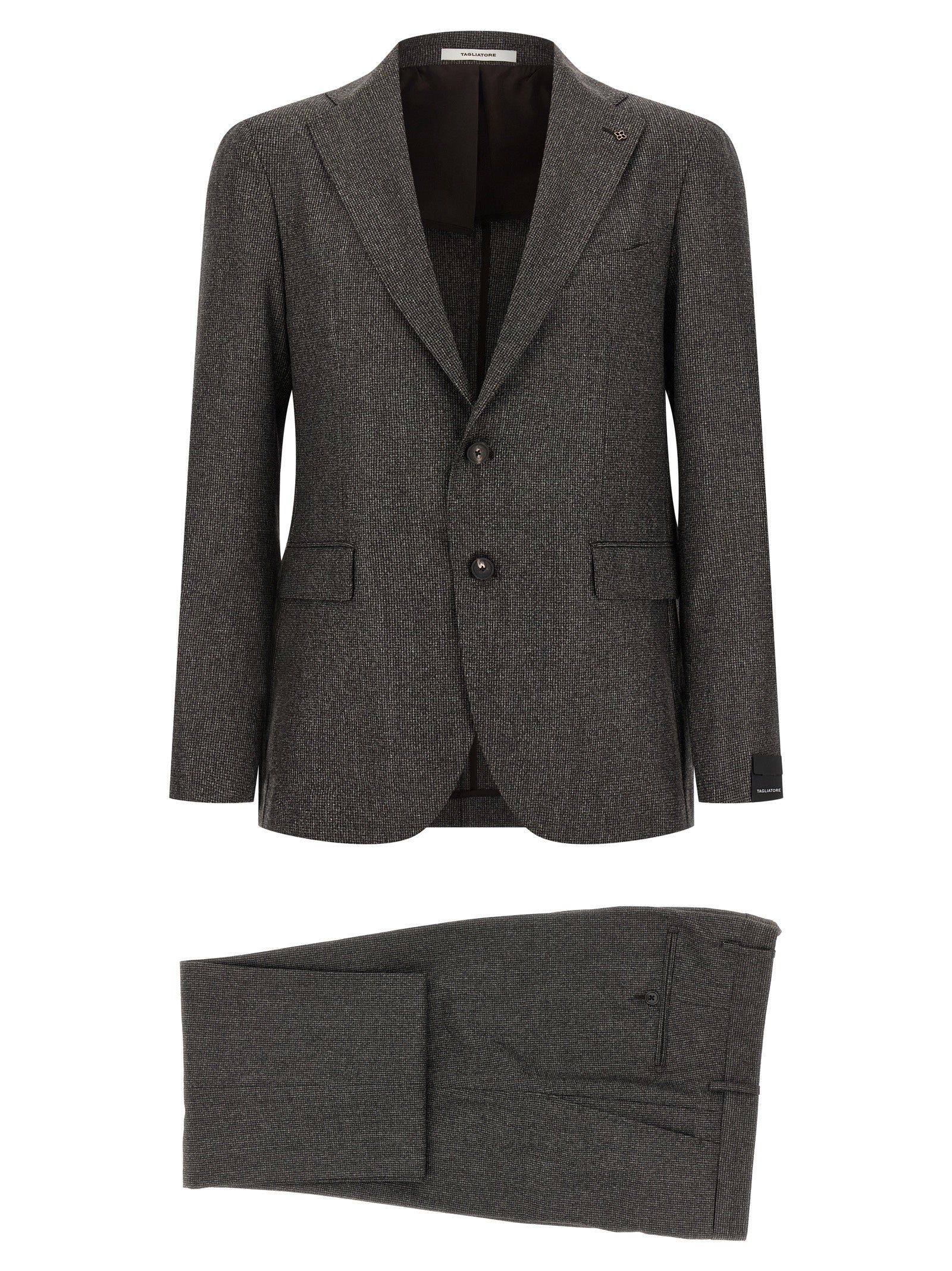 Elevate your wardrobe with the Tagliatore Brown Virgin Wool Two-Piece Suit, a masterpiece of Italian craftsmanship, merging timeless elegance with modern sophistication.