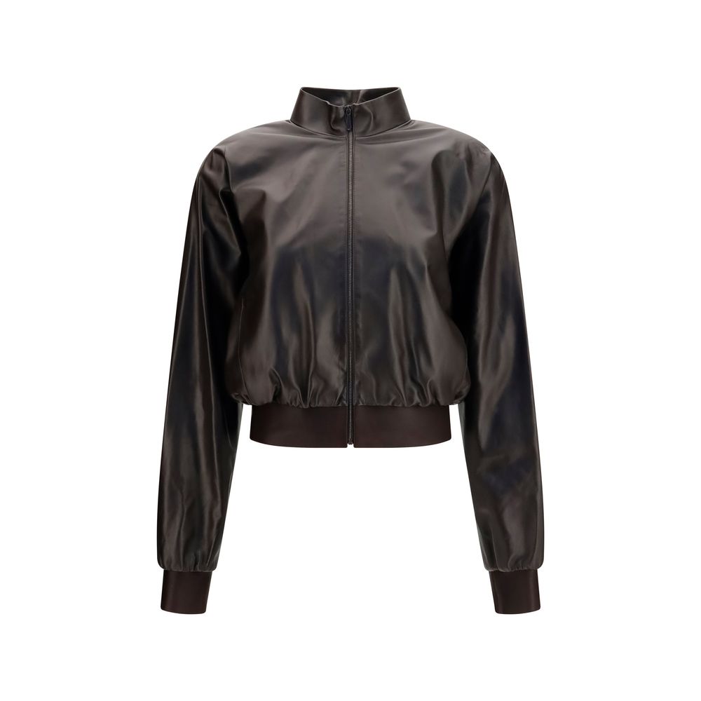 Indulge in the Gucci Brown Lamb Ovis Aries Bomber, a luxurious blend of soft nappa leather and exquisite design, embodying sophistication for the discerning individual.