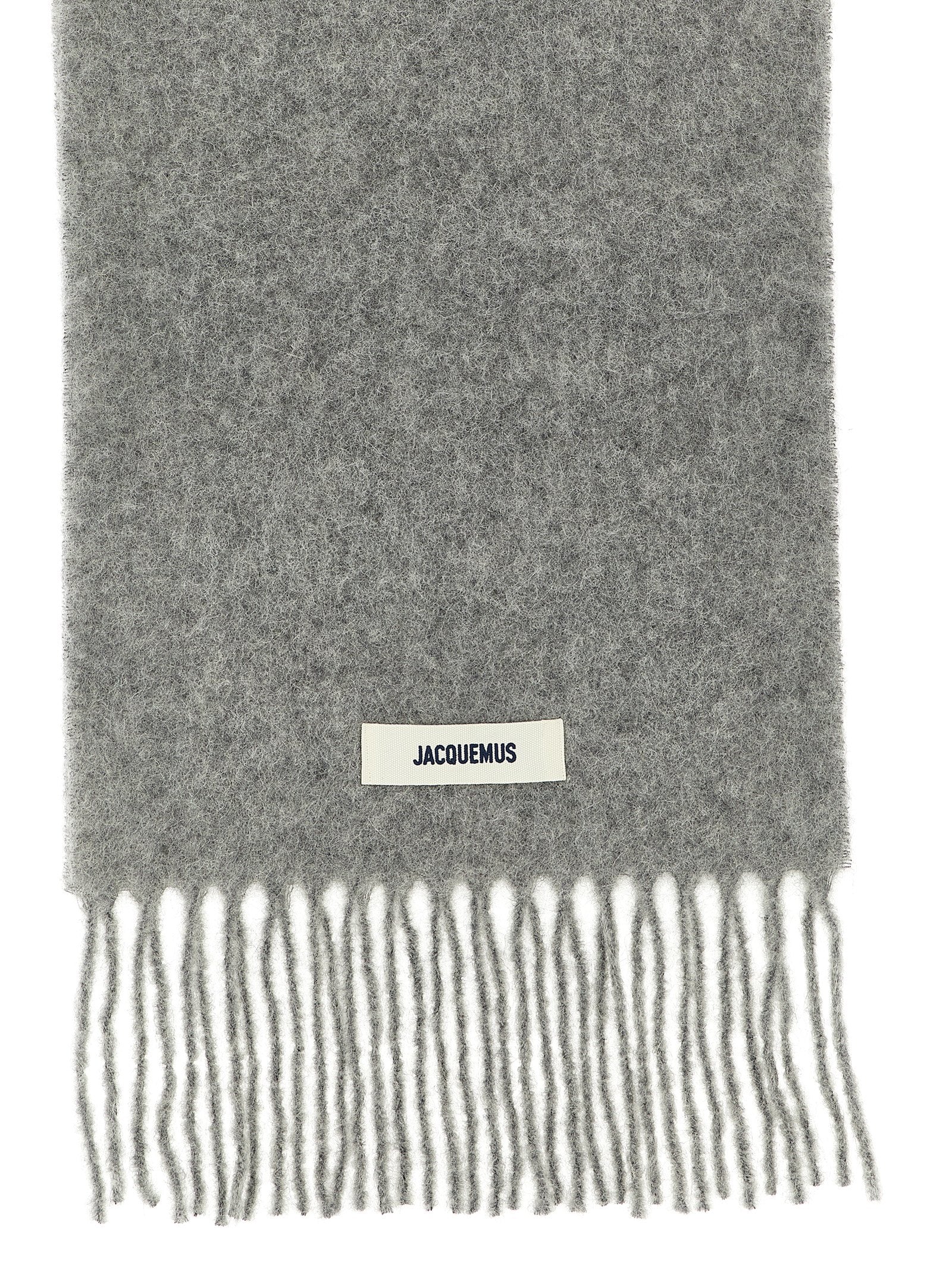 Jacquemus Gray Alpaca Leather Foulard - Exquisite Luxury Accessory