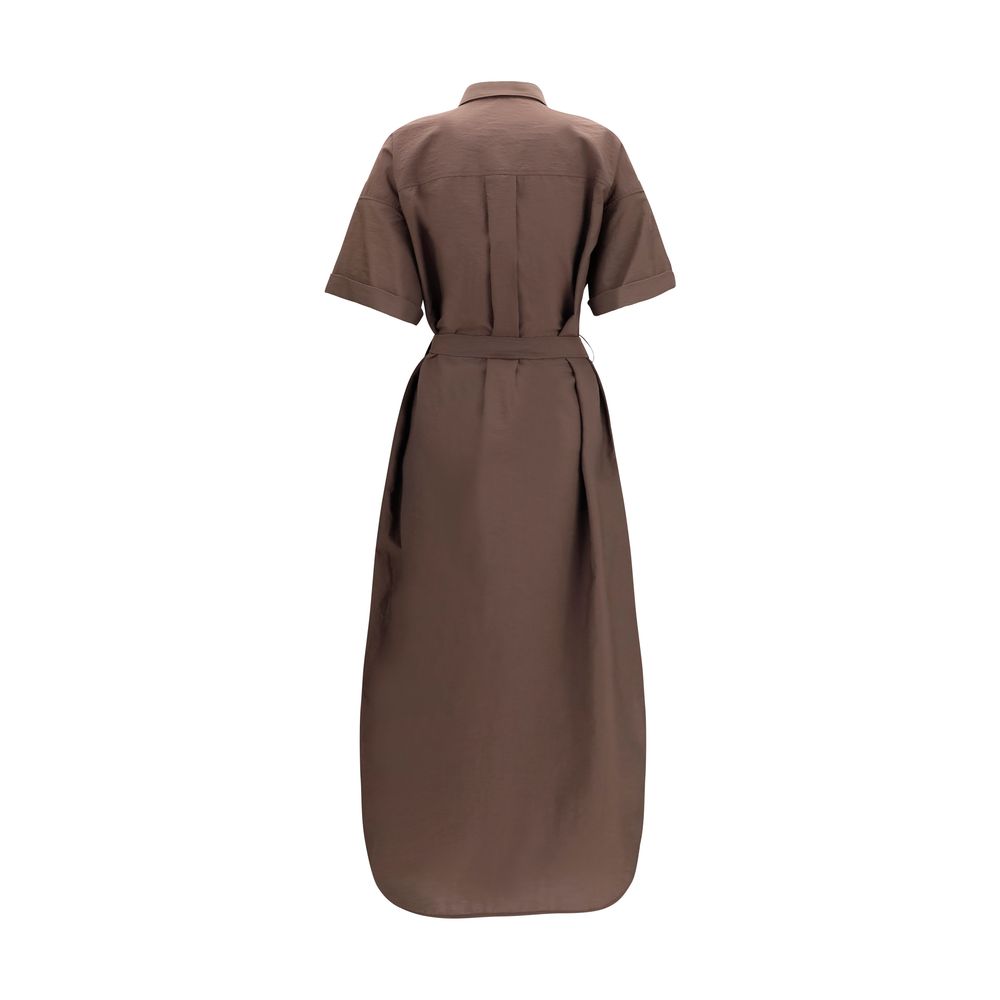 Discover the Brunello Cucinelli Brown Cotton Casual Dress from the SS26 collection, where refined sequin embroidery meets luxurious comfort for timeless elegance.