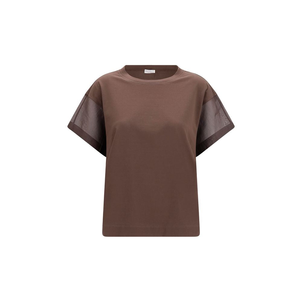 Experience the exquisite elegance of the Brunello Cucinelli Brown Cotton T-Shirt, where luxurious craftsmanship meets contemporary design for timeless allure.